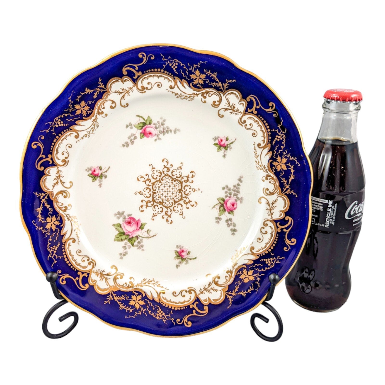 Antique hand painted Coalport plate with floral and gilt decoration.