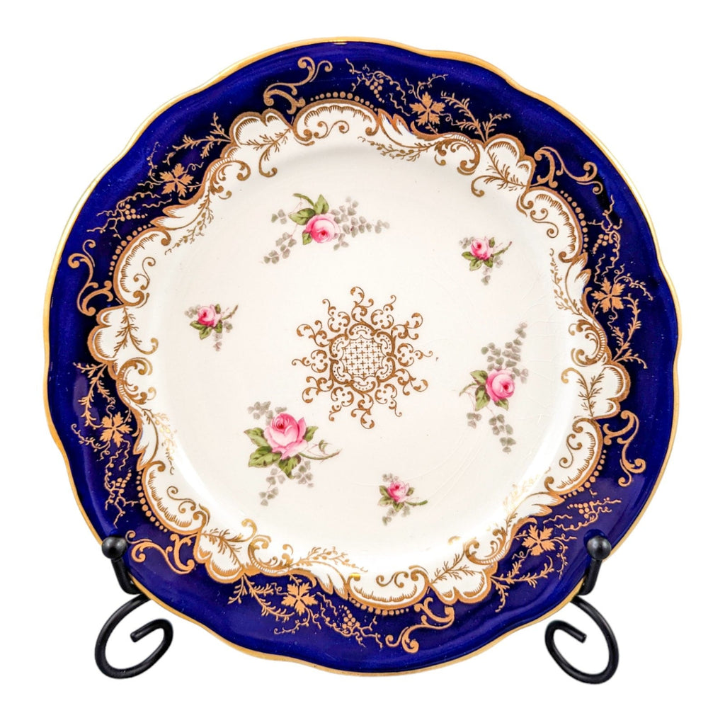 Antique hand painted Coalport plate with floral and gilt decoration.