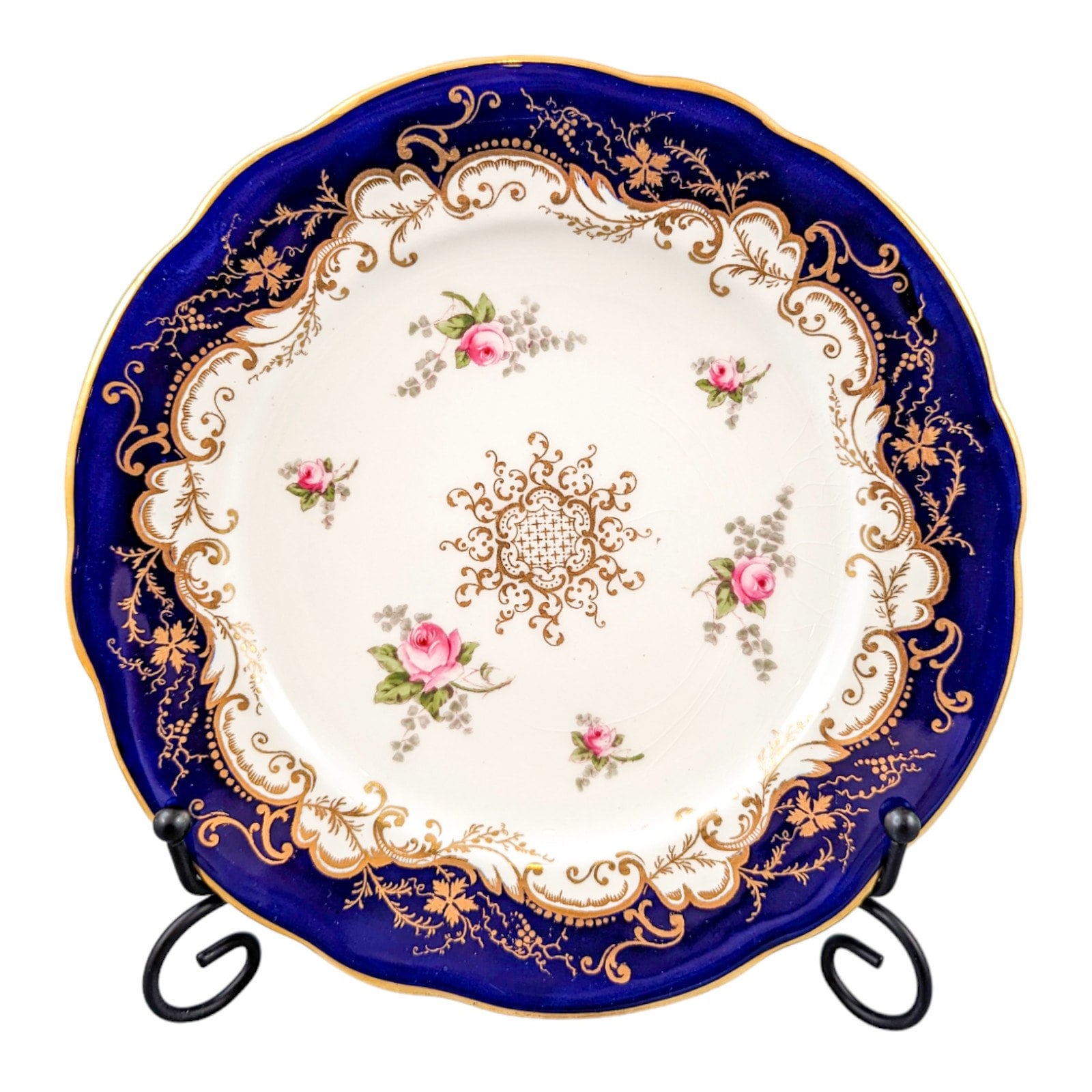 Antique hand painted Coalport plate with floral and gilt decoration.