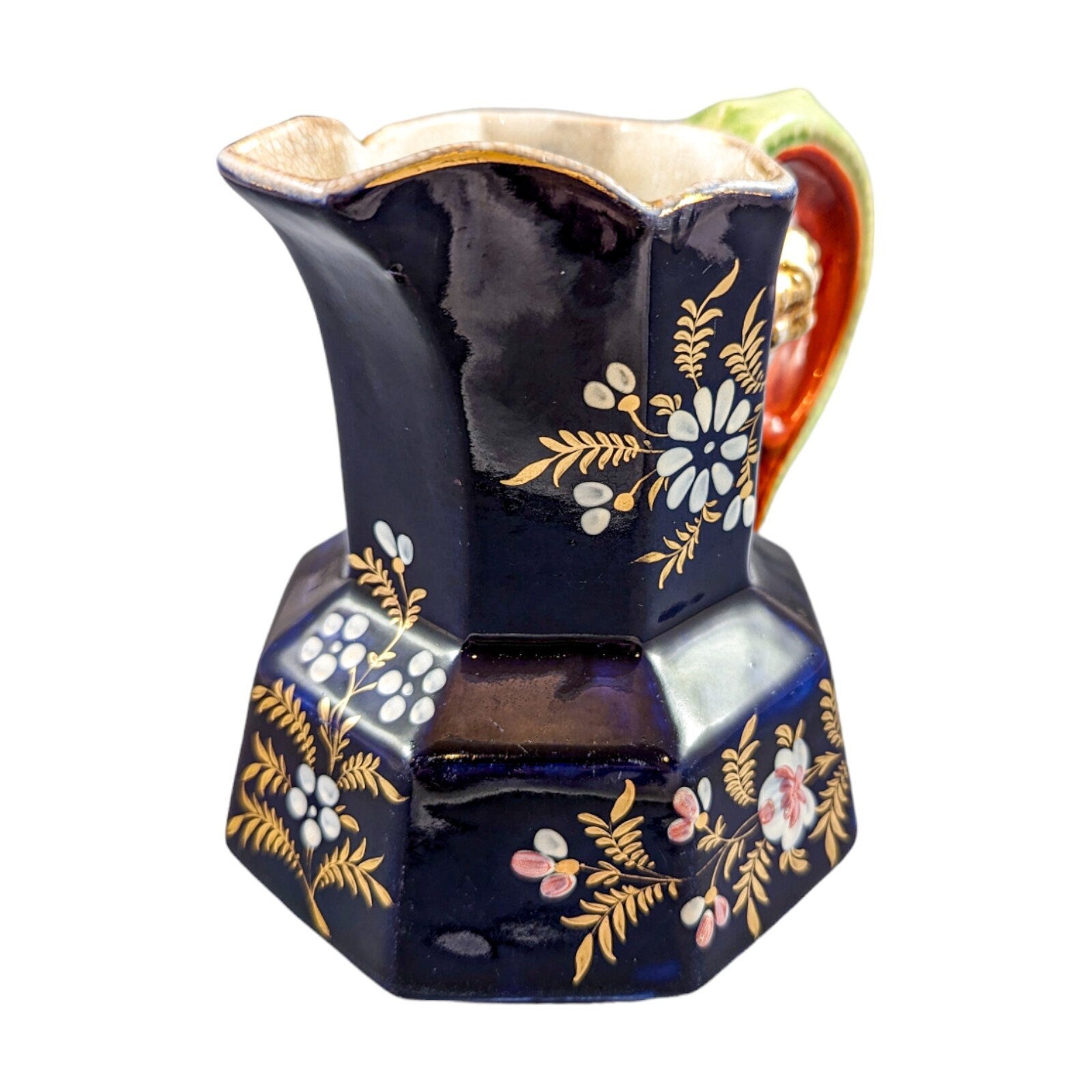 Rare Early 19th Century Ironstone Jug or Pitcher,  Hand Enamelled