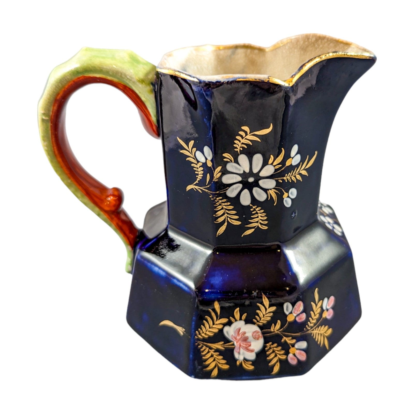 Rare Early 19th Century Ironstone Jug or Pitcher,  Hand Enamelled