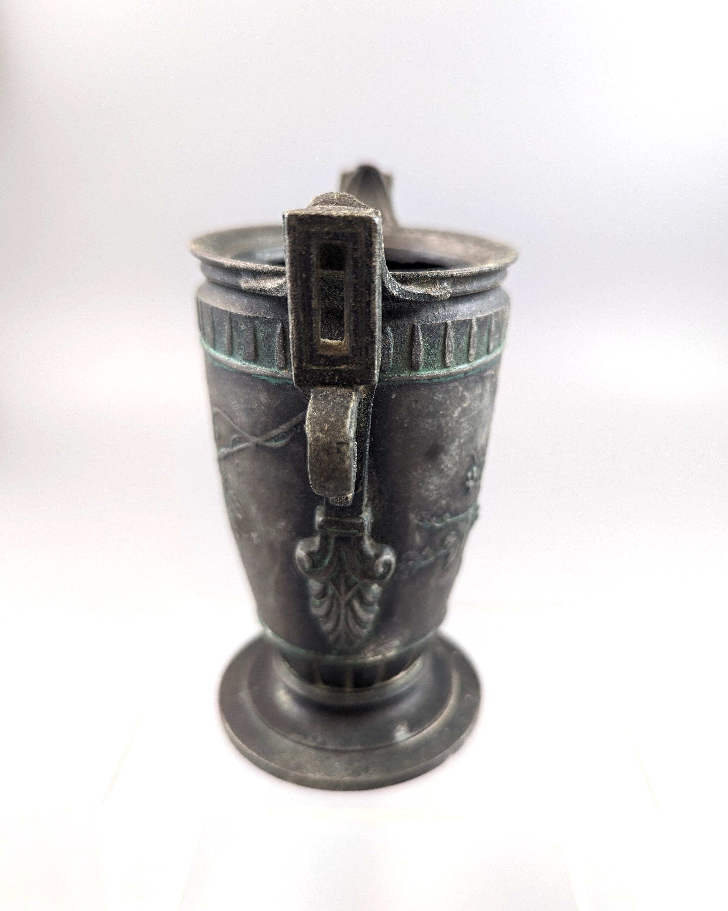 A classical Greek-style pewter amphora Jules Brateau, circa 1900.