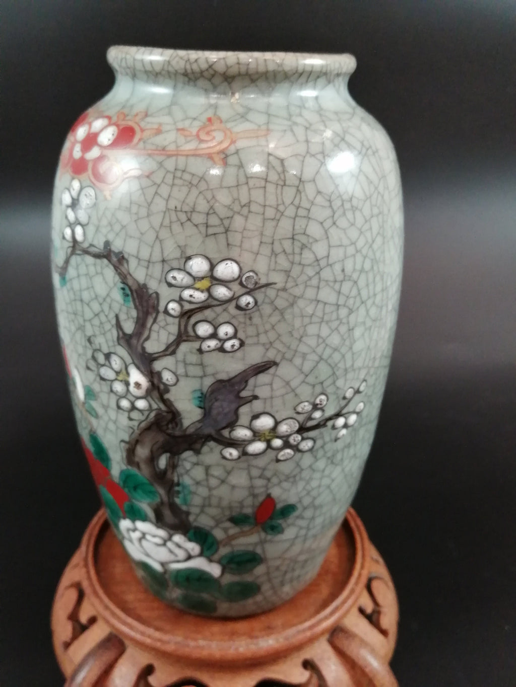 Crackle Glaze Enameled Chinese Vase, circa 1900.