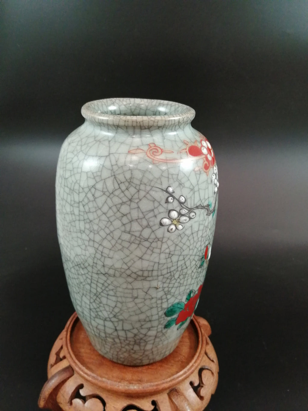 Crackle Glaze Enameled Chinese Vase, circa 1900.