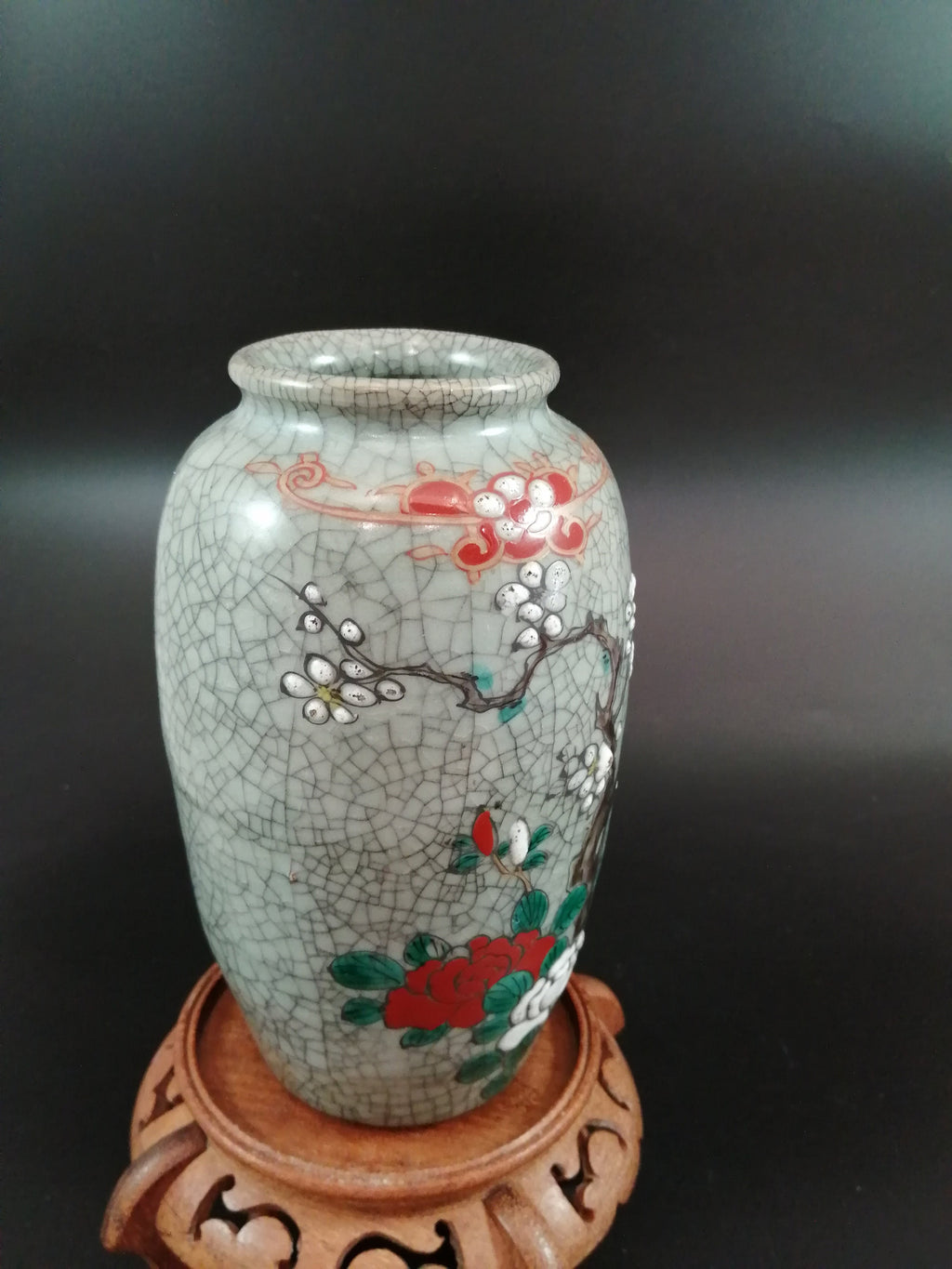 Crackle Glaze Enameled Chinese Vase, circa 1900.