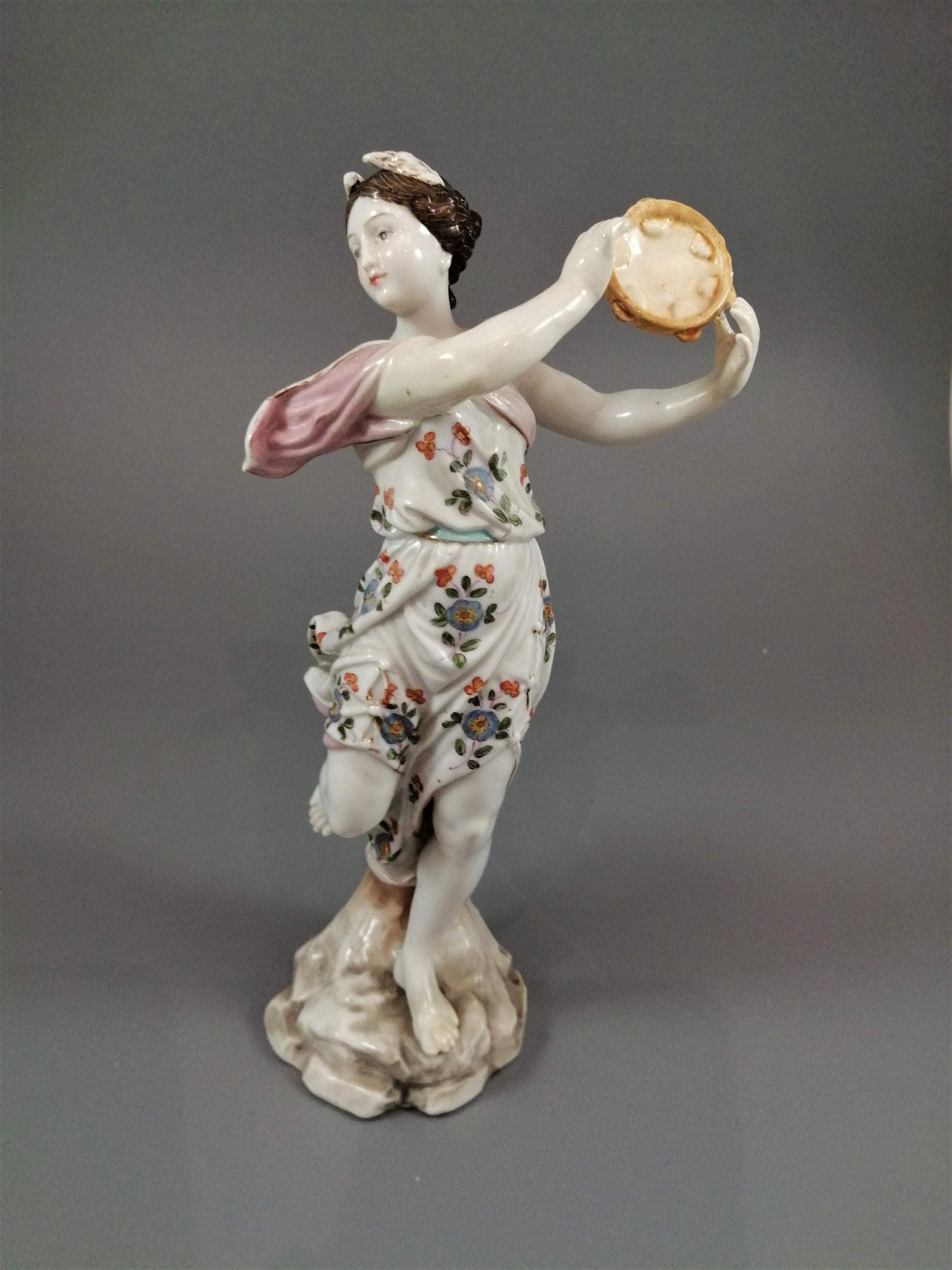 Woman with a tambourine by Meissen, middle 19th century.
