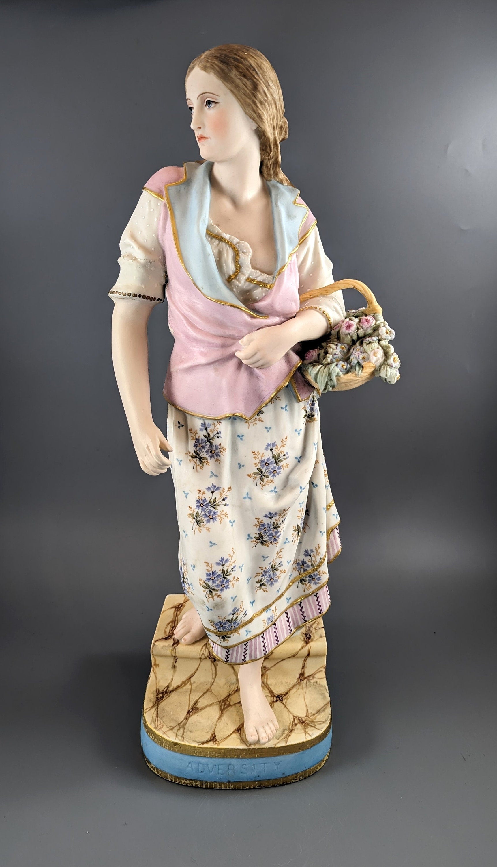 A Copeland coloured parian figure 'ADVERSITY'  ,C.1870,very rare.