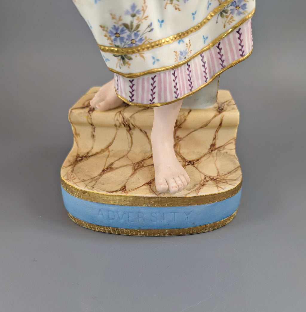A Copeland coloured parian figure 'ADVERSITY'  ,C.1870,very rare.