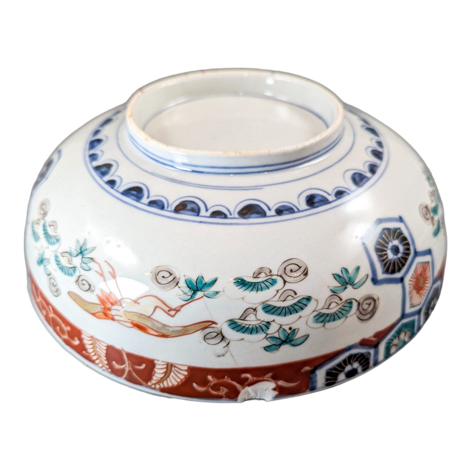 Antique Japanese Imari bowl with rare pattern.