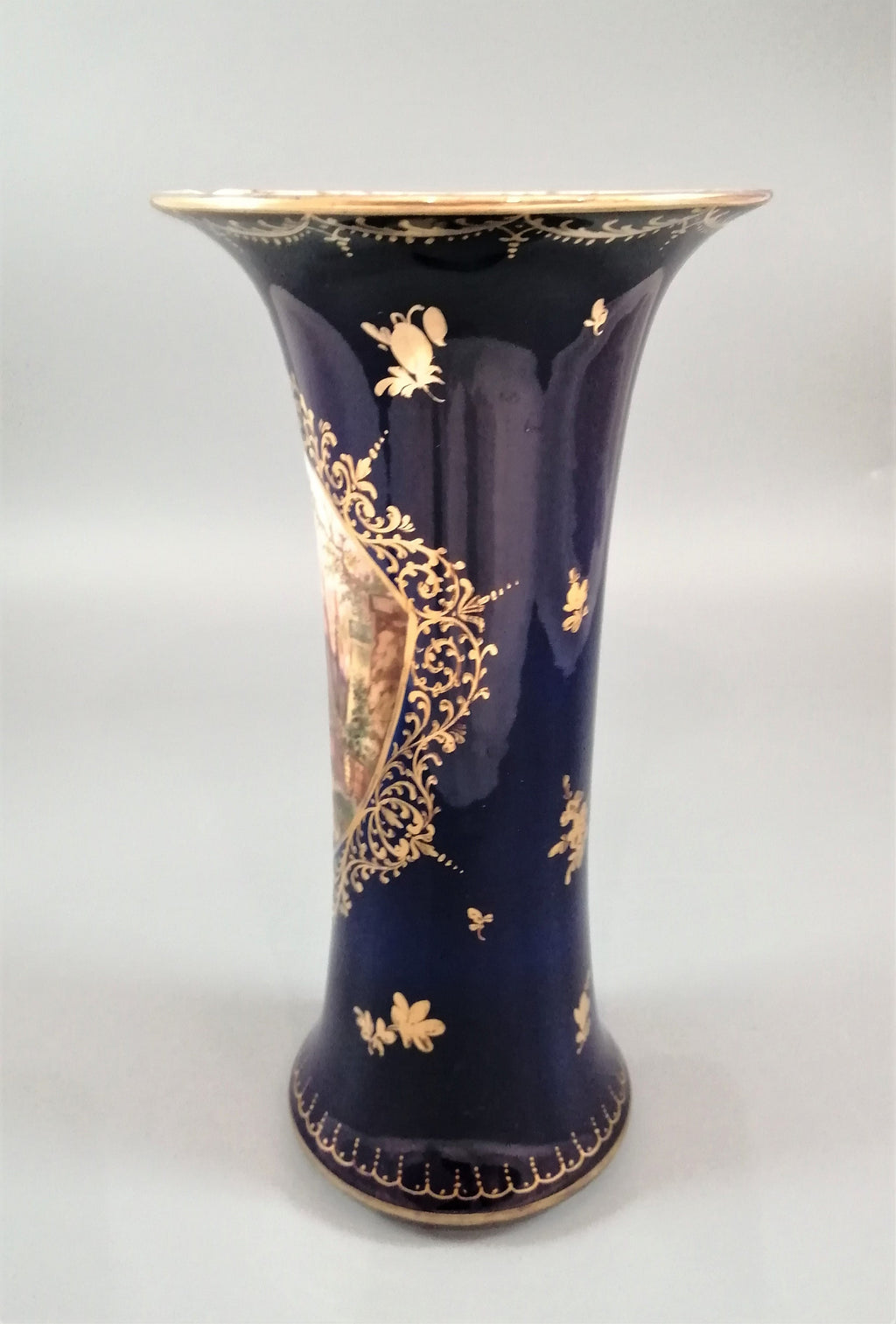Donath & Co, Dresden, 2 cobalt vases, late 19th century