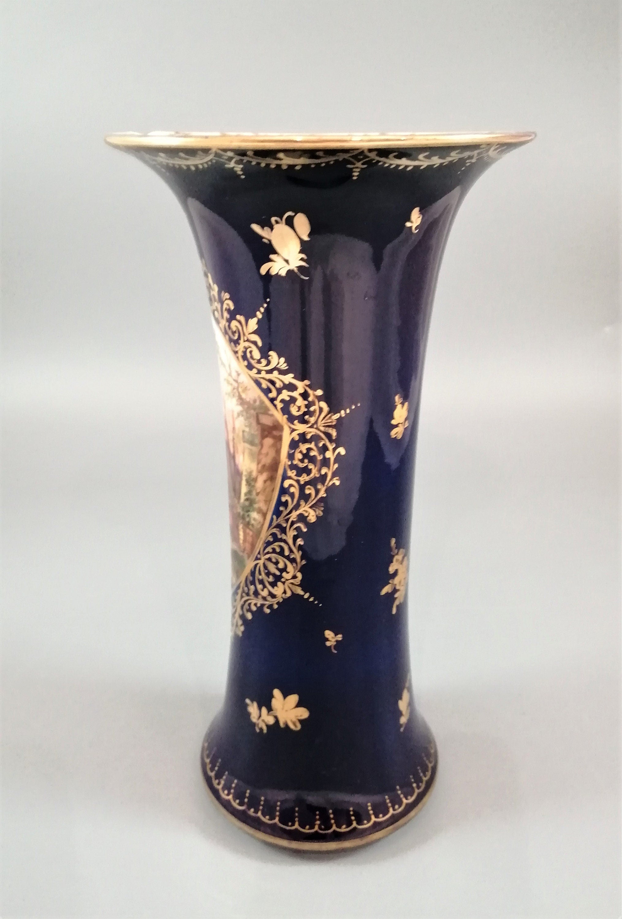 Donath & Co, Dresden, 2 cobalt vases, late 19th century
