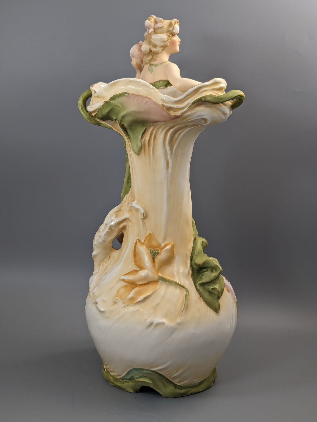 Large Royal Dux Figure Water Nymph with Shell, c.1912