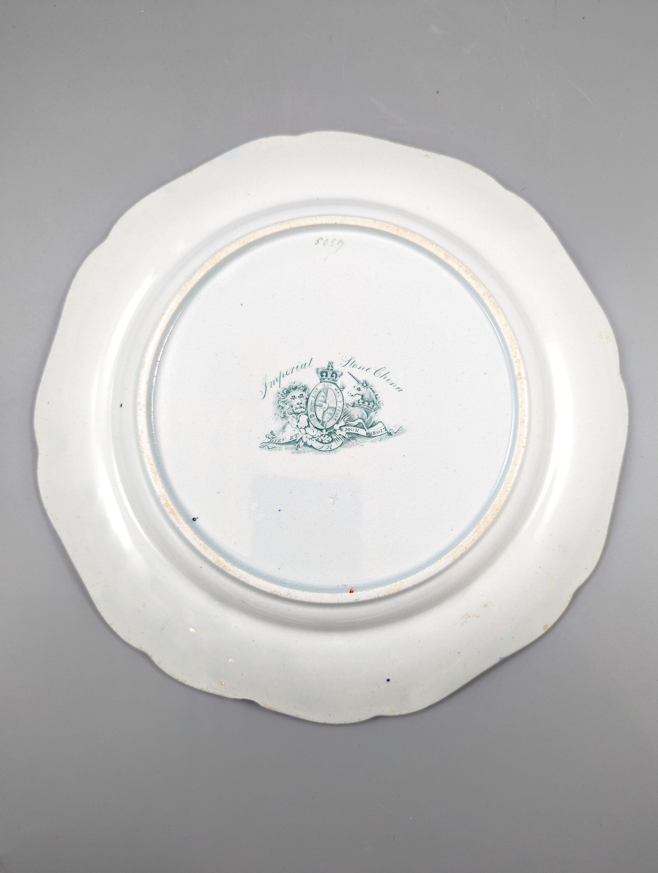John Ridgway Ironstone Plate Hand Painted  Pattern 5057  Royal Arms Mark,c.1830