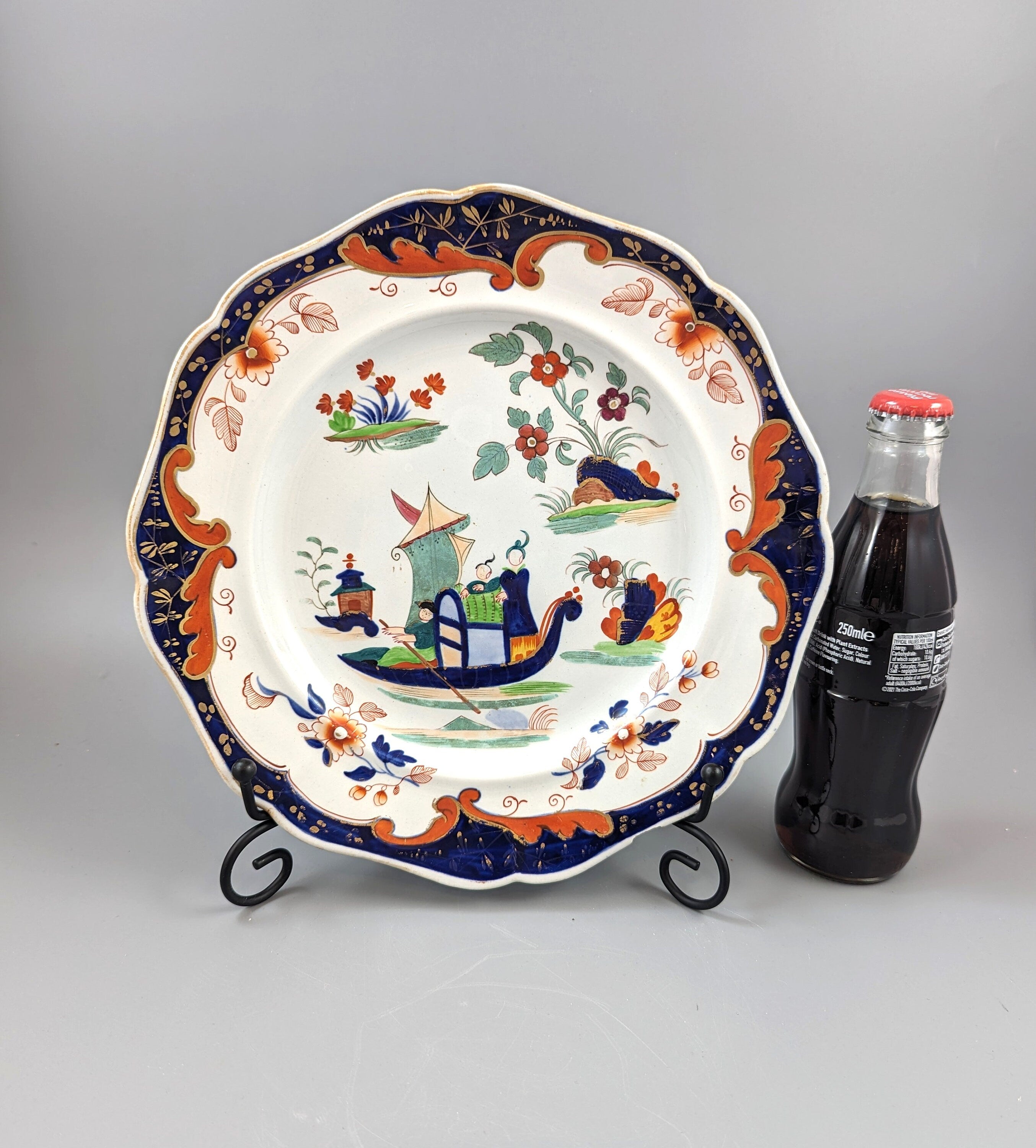 John Ridgway Ironstone Plate Hand Painted  Pattern 5057  Royal Arms Mark,c.1830