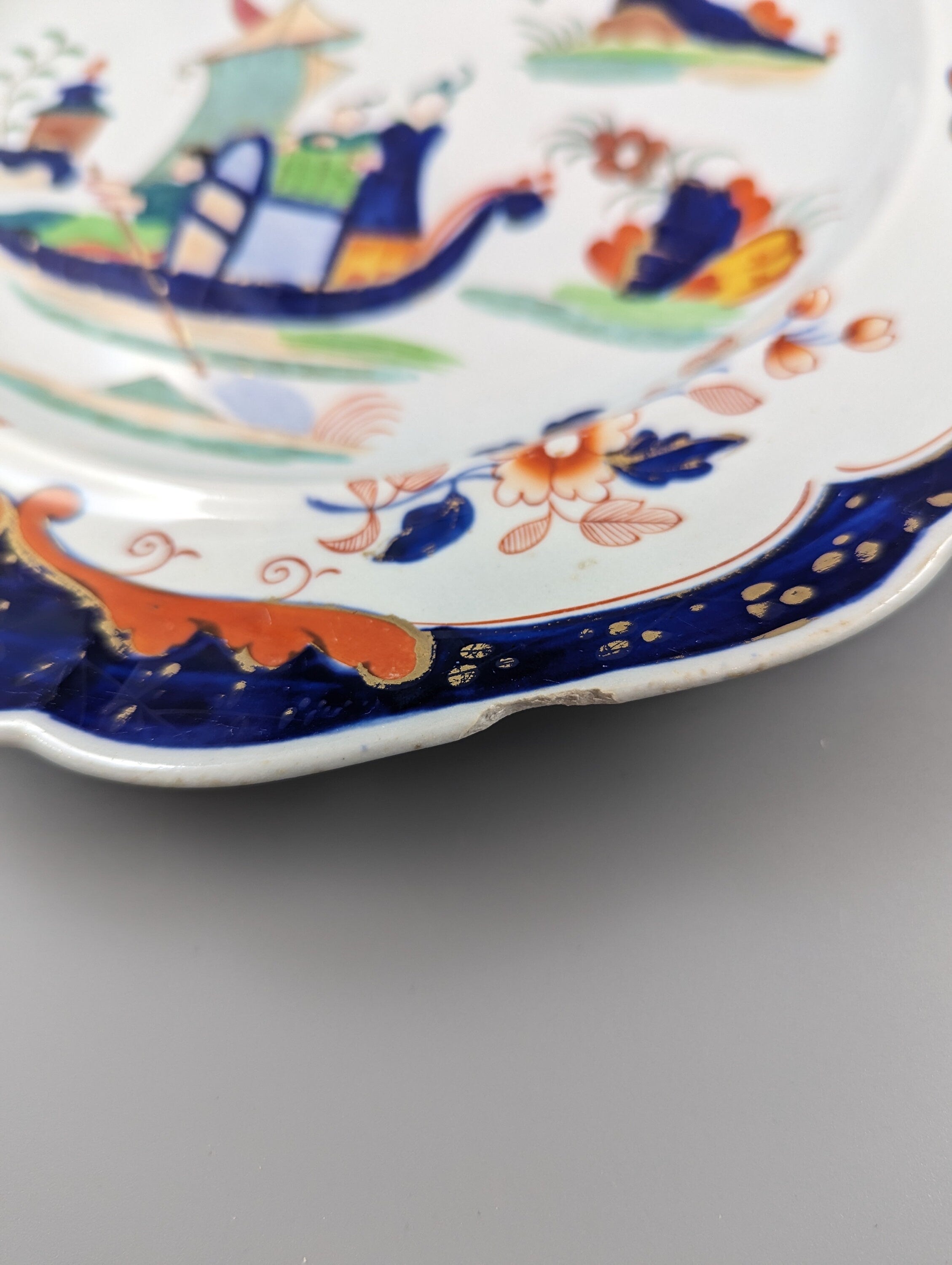 John Ridgway Ironstone Plate Hand Painted  Pattern 5057  Royal Arms Mark,c.1830