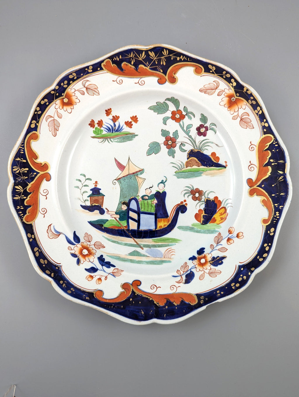 John Ridgway Ironstone Plate Hand Painted  Pattern 5057  Royal Arms Mark,c.1830