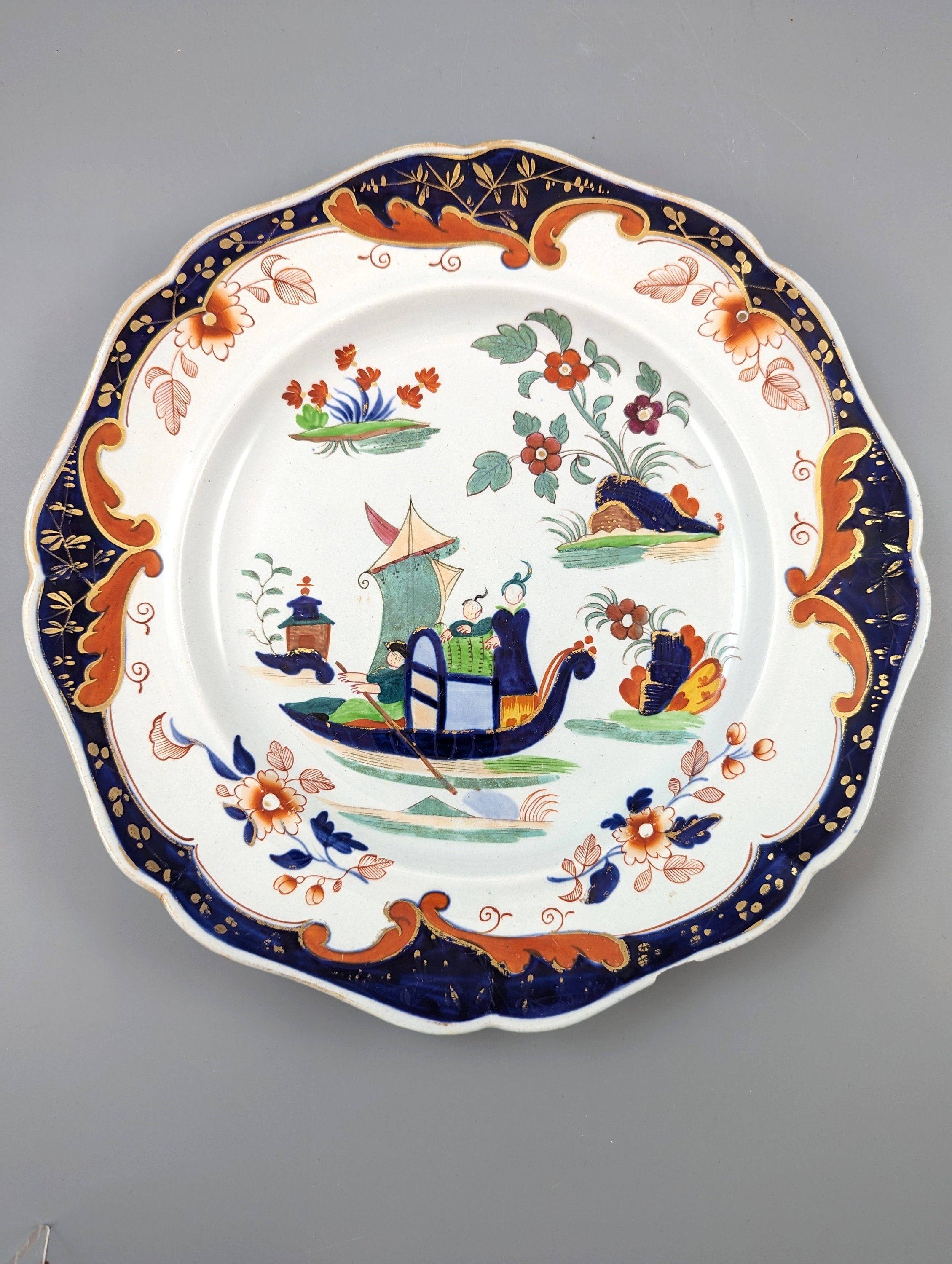 John Ridgway Ironstone Plate Hand Painted  Pattern 5057  Royal Arms Mark,c.1830