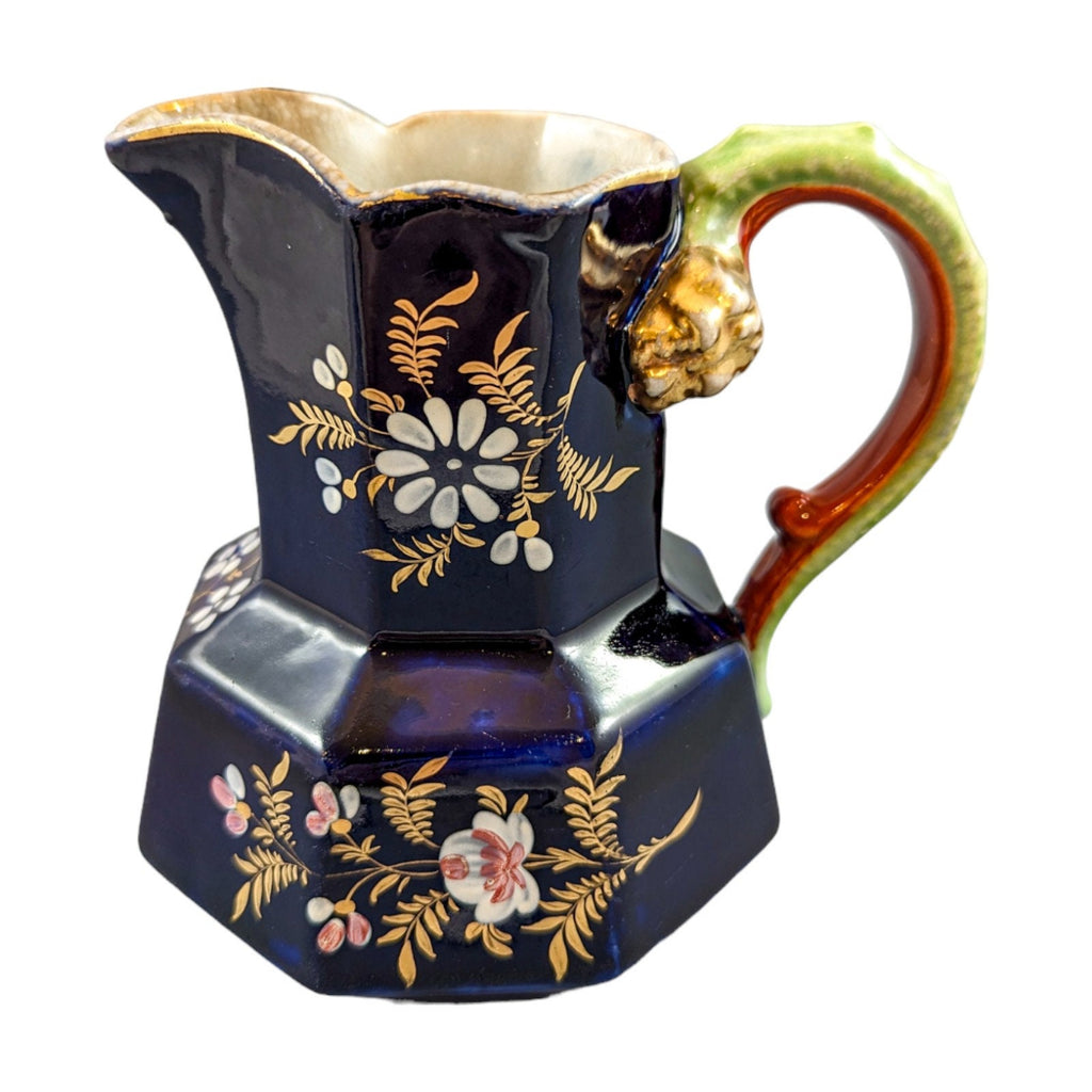 Rare Early 19th Century Ironstone Jug or Pitcher,  Hand Enamelled