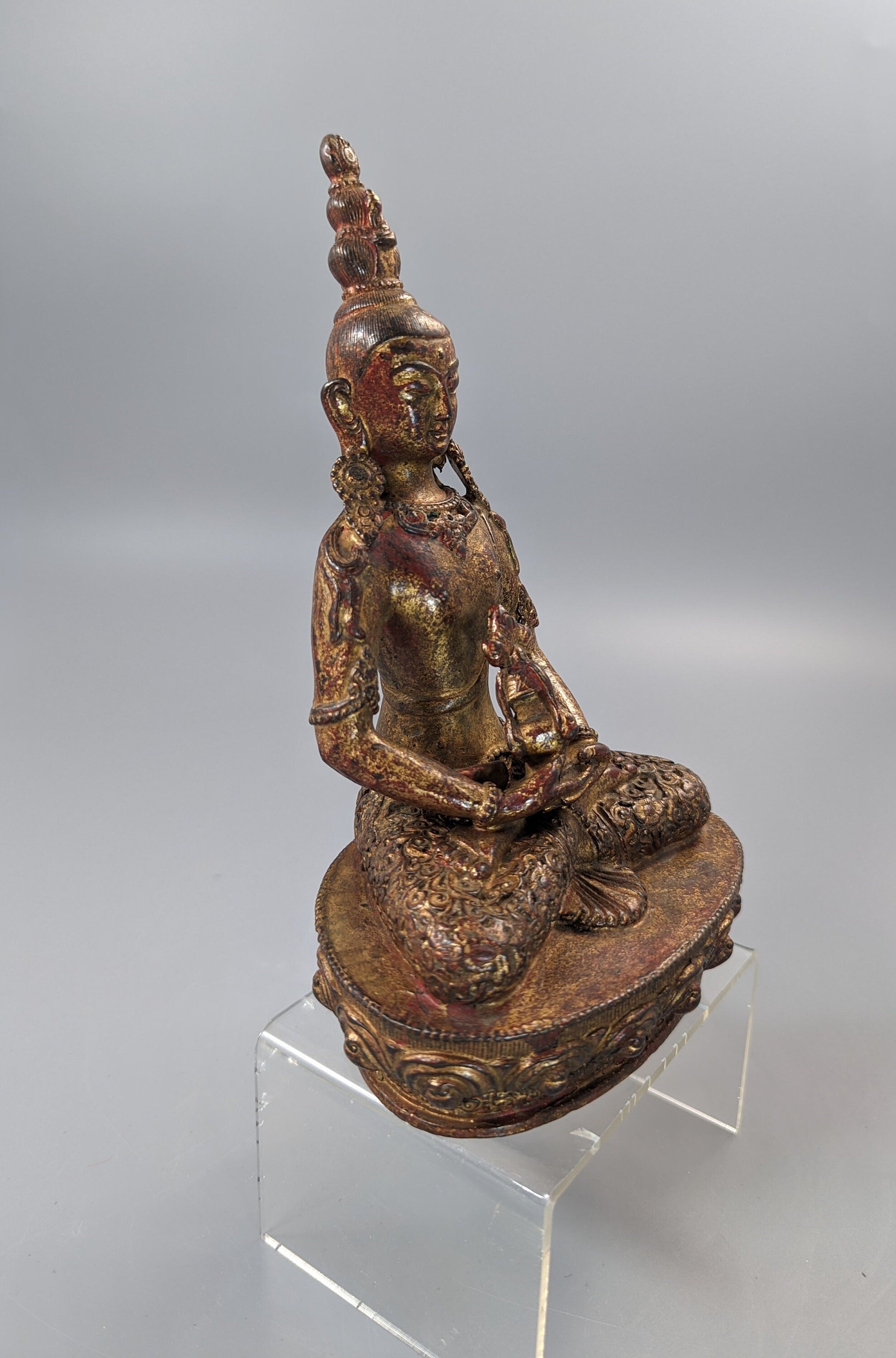 A   Gilt Bronze, Lacquered  figure of Amitayus,Tibet, 18 th.Century