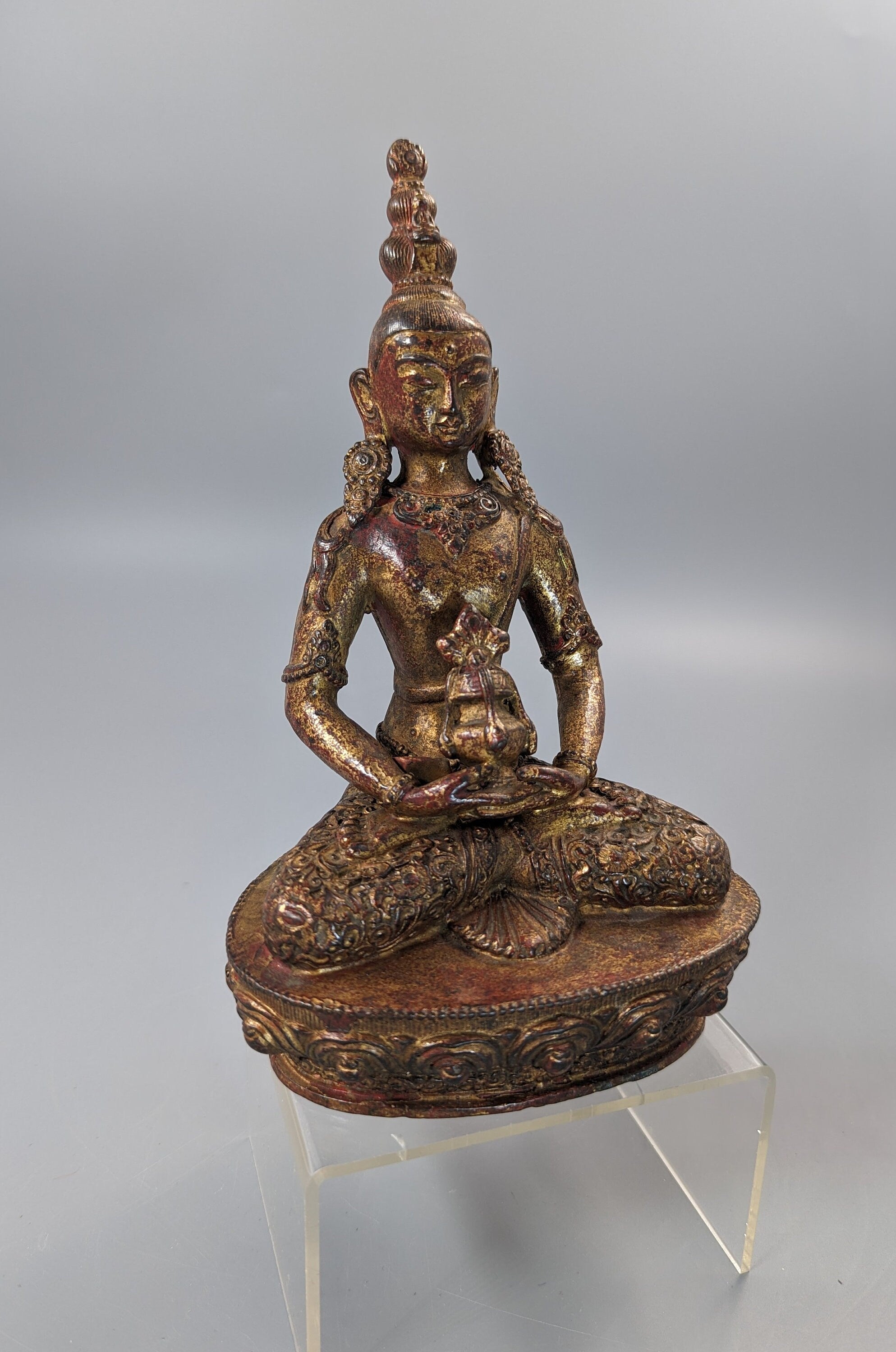 A   Gilt Bronze, Lacquered  figure of Amitayus,Tibet, 18 th.Century