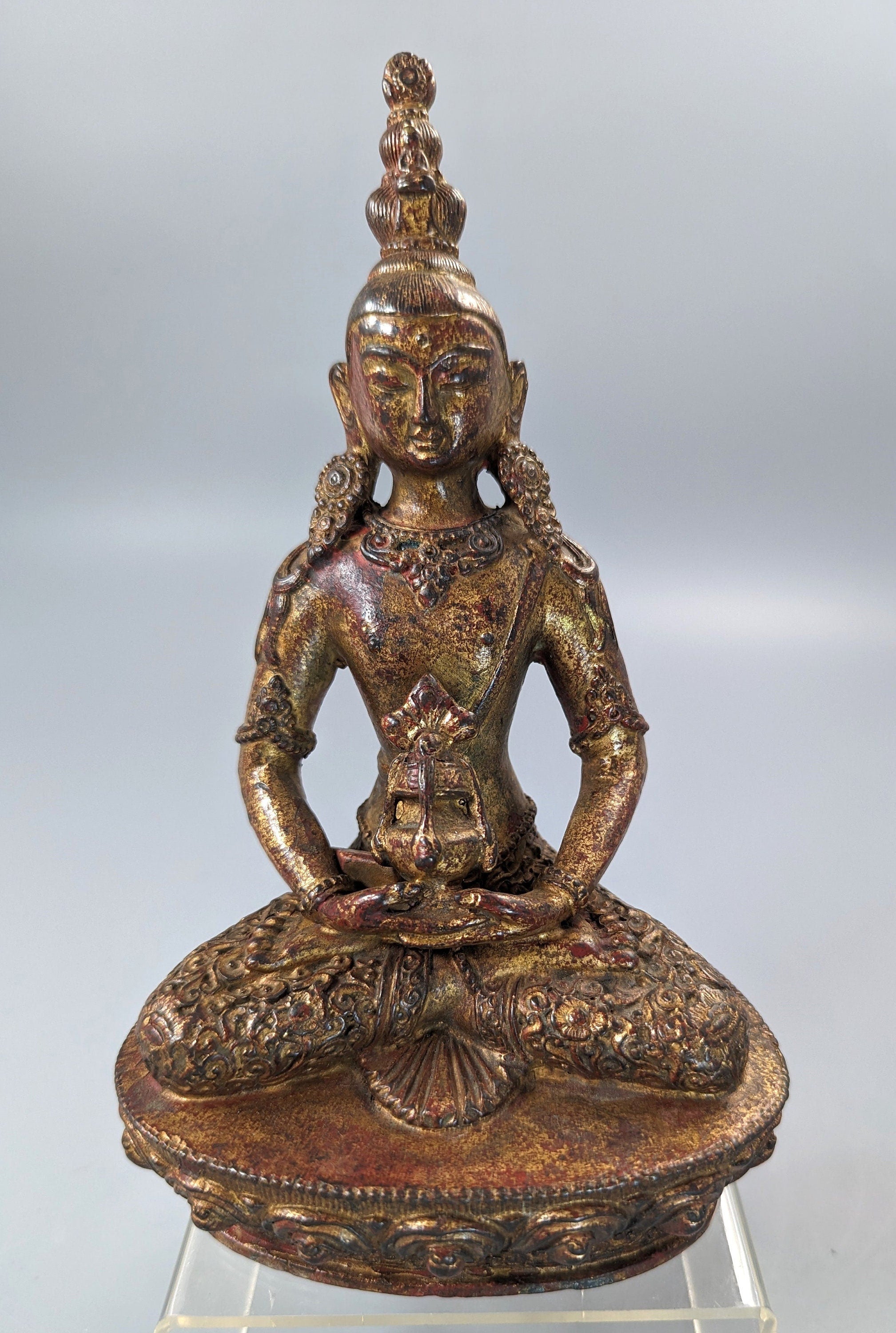A   Gilt Bronze, Lacquered  figure of Amitayus,Tibet, 18 th.Century