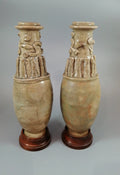 Couple of Antique Chinese Celadon Funeral Vases, Song Dynasty (960 to 1279).