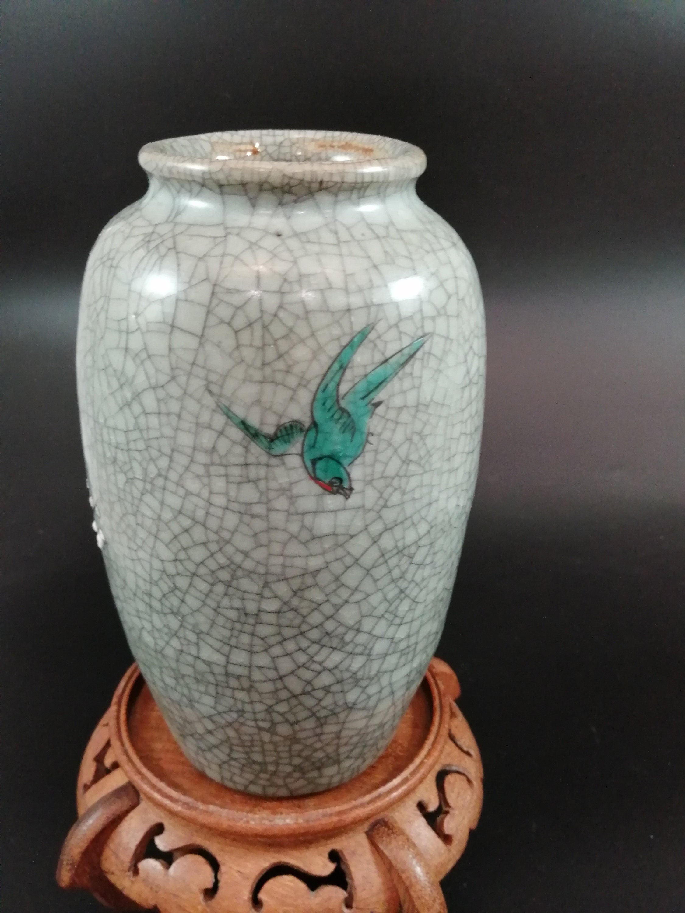 Crackle Glaze Enameled Chinese Vase, circa 1900.