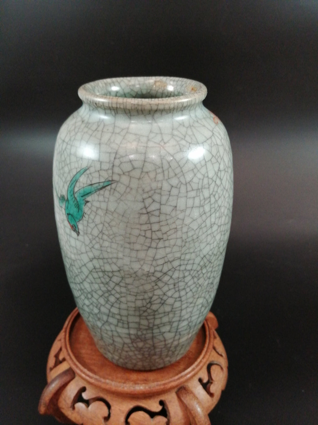 Crackle Glaze Enameled Chinese Vase, circa 1900.