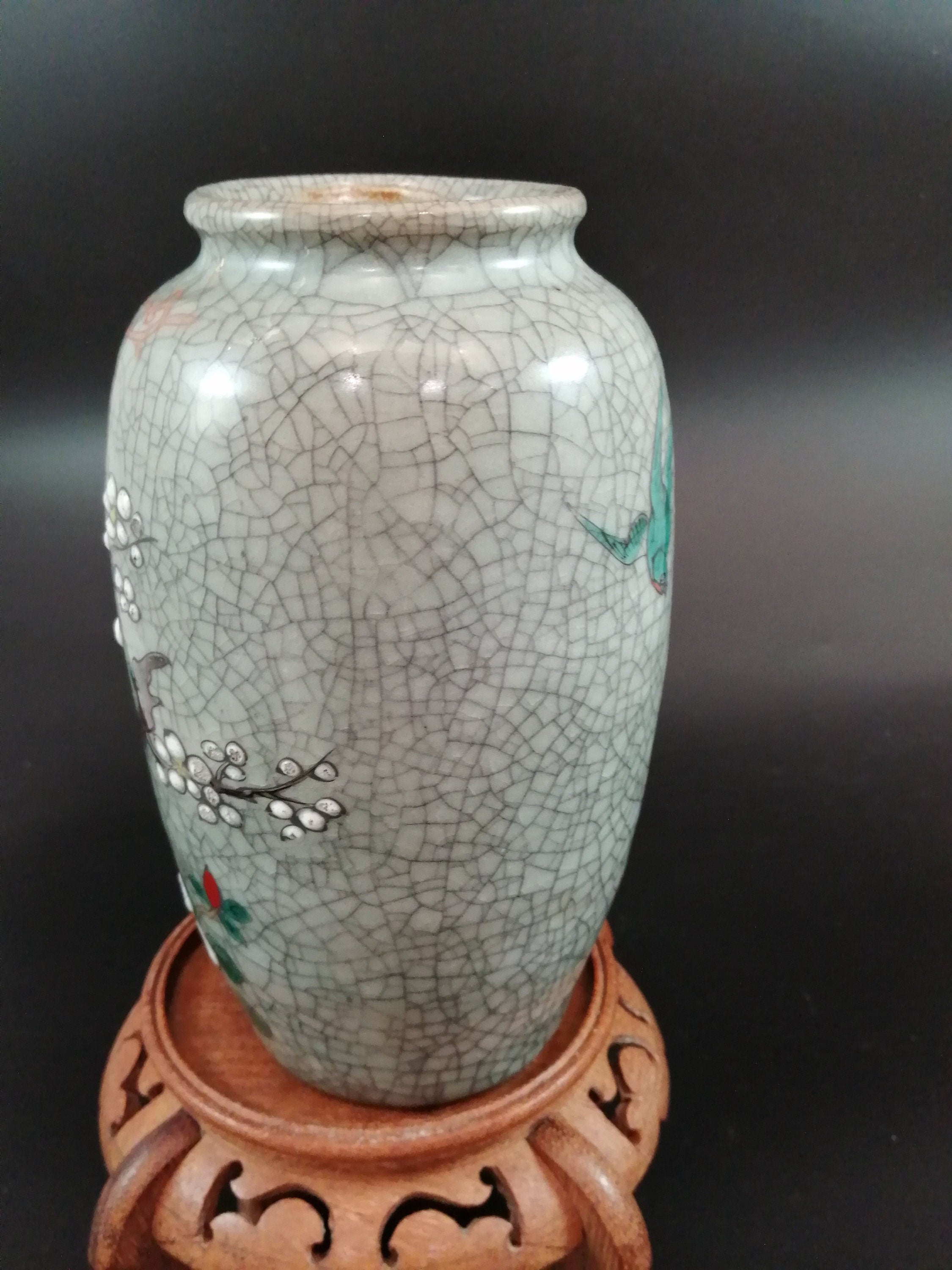 Crackle Glaze Enameled Chinese Vase, circa 1900.