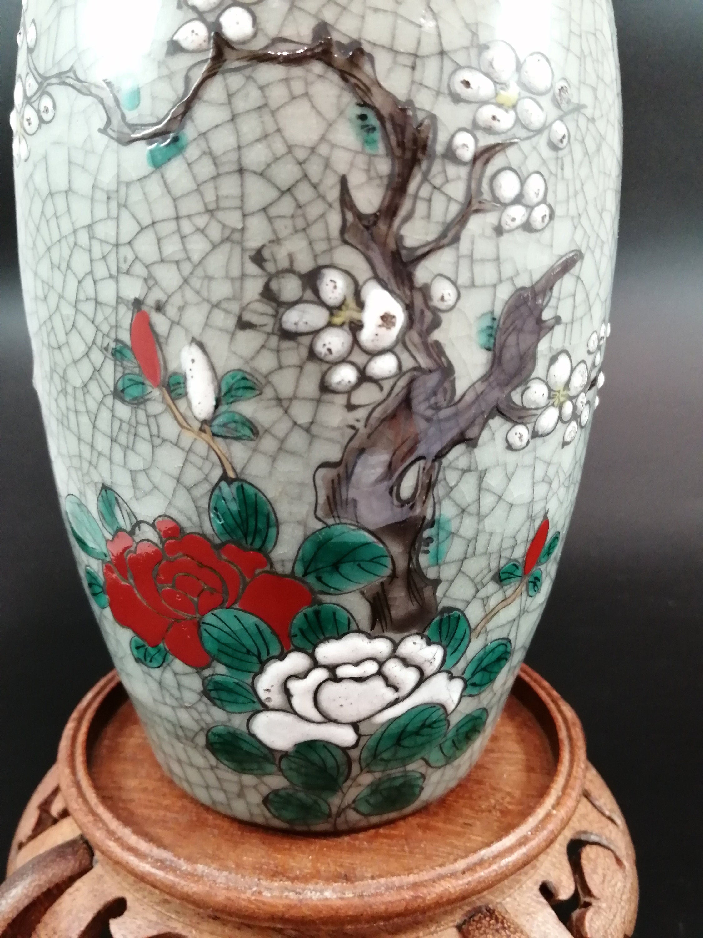 Crackle Glaze Enameled Chinese Vase, circa 1900.