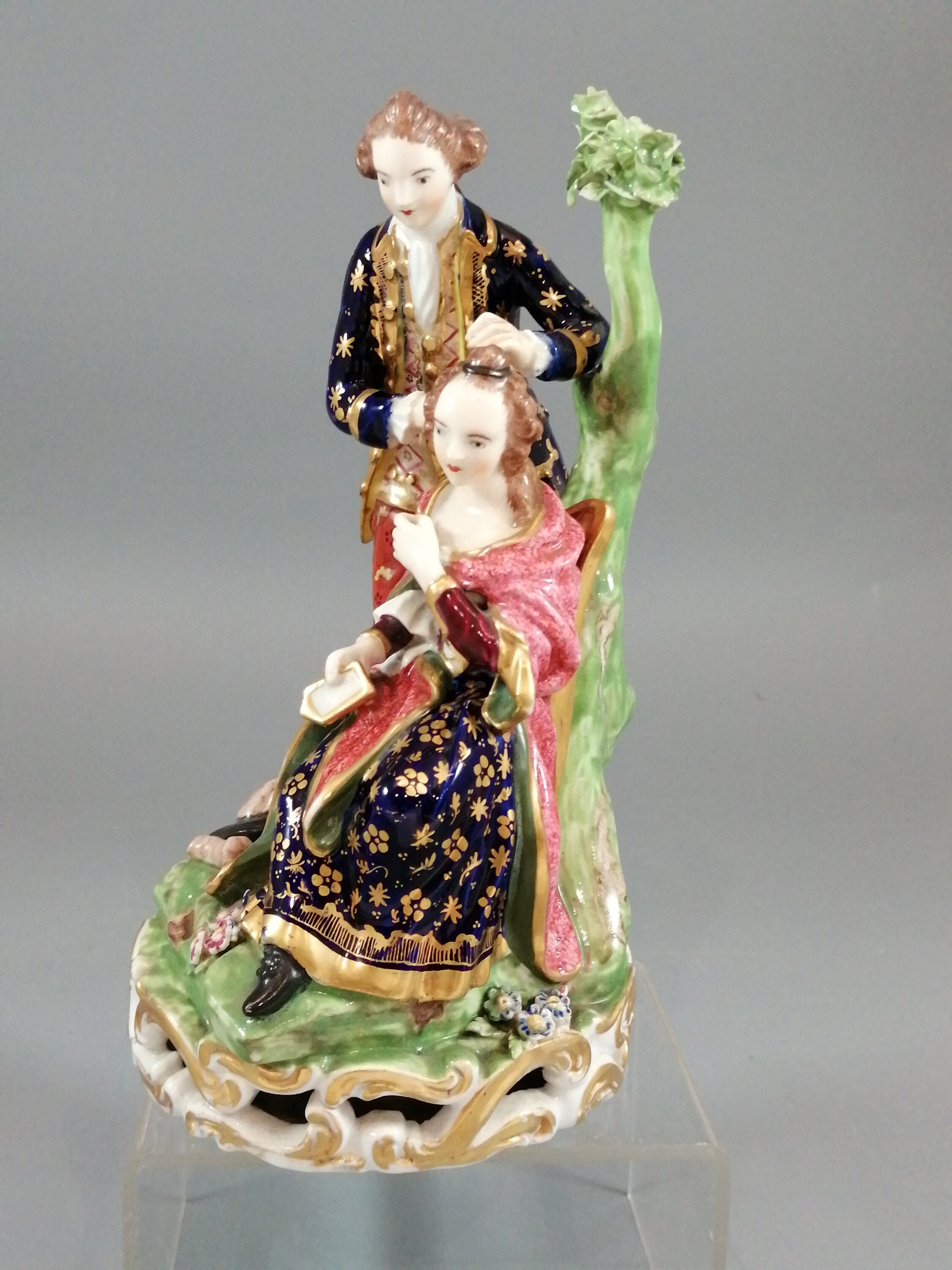 Antique Derby figurine court hairdresser, early 19th century, rare.