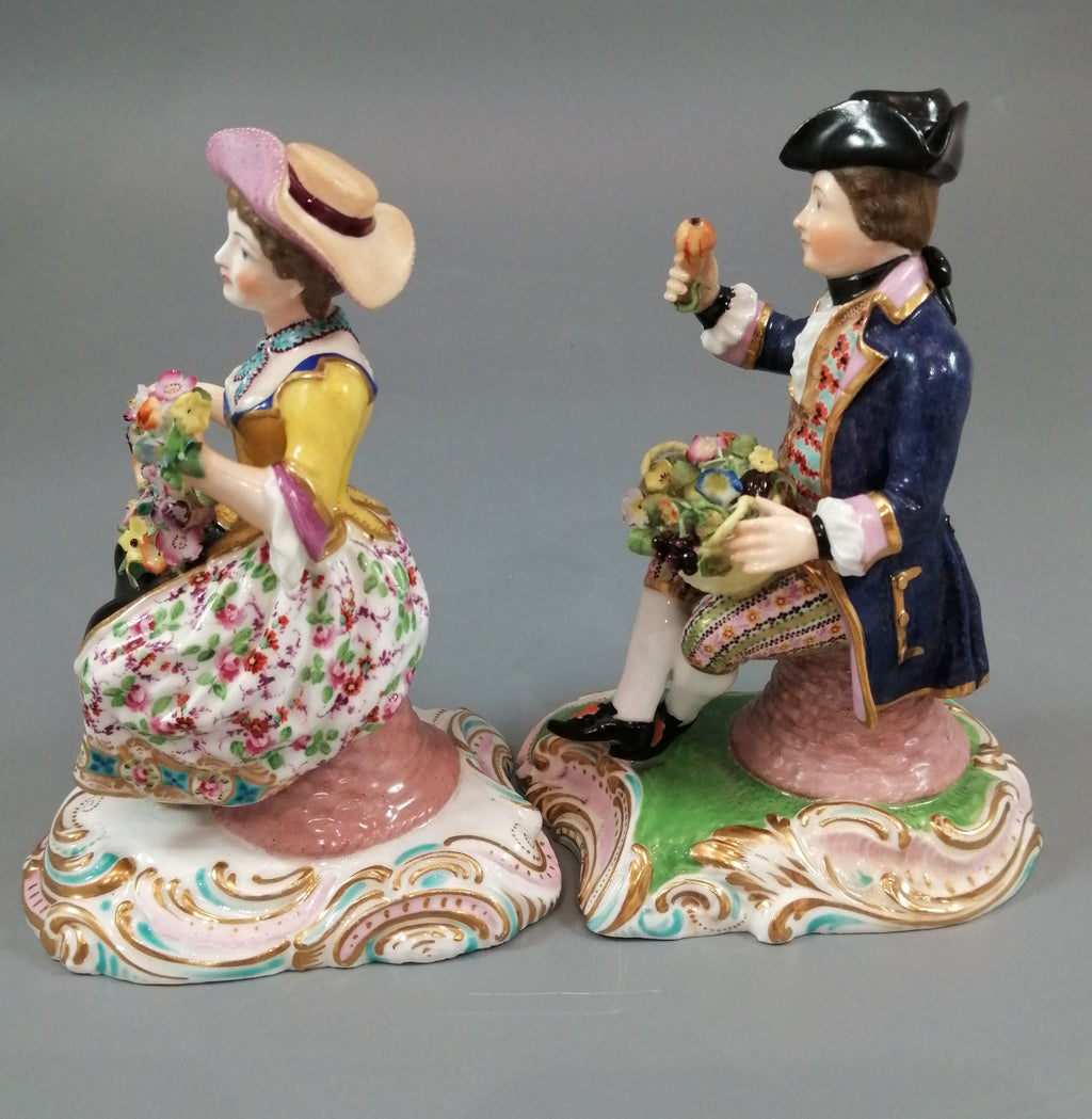 Antique Minton figurines of Gardeners with Flowers, c.1830.Very rare
