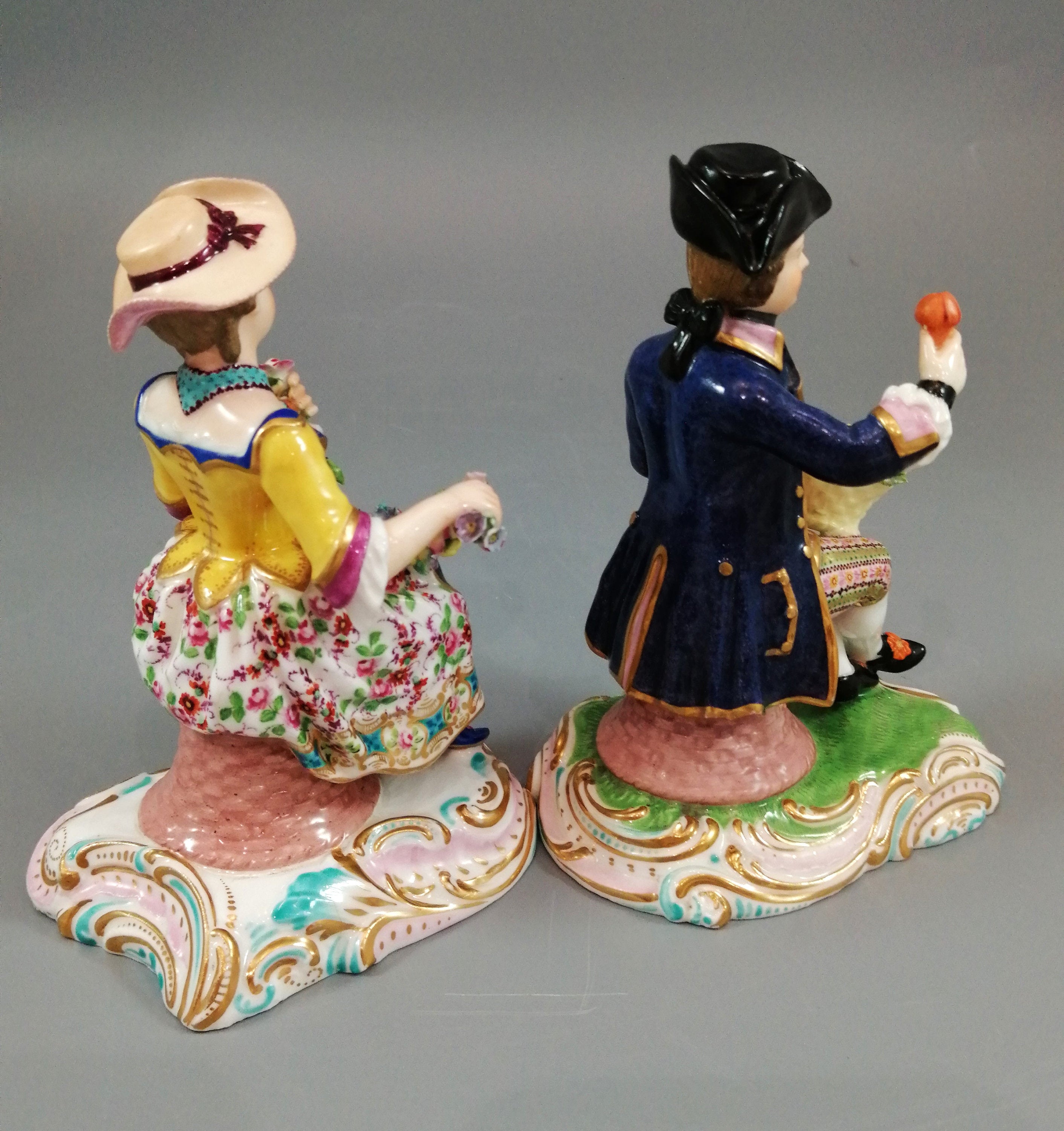 Antique Minton figurines of Gardeners with Flowers, c.1830.Very rare
