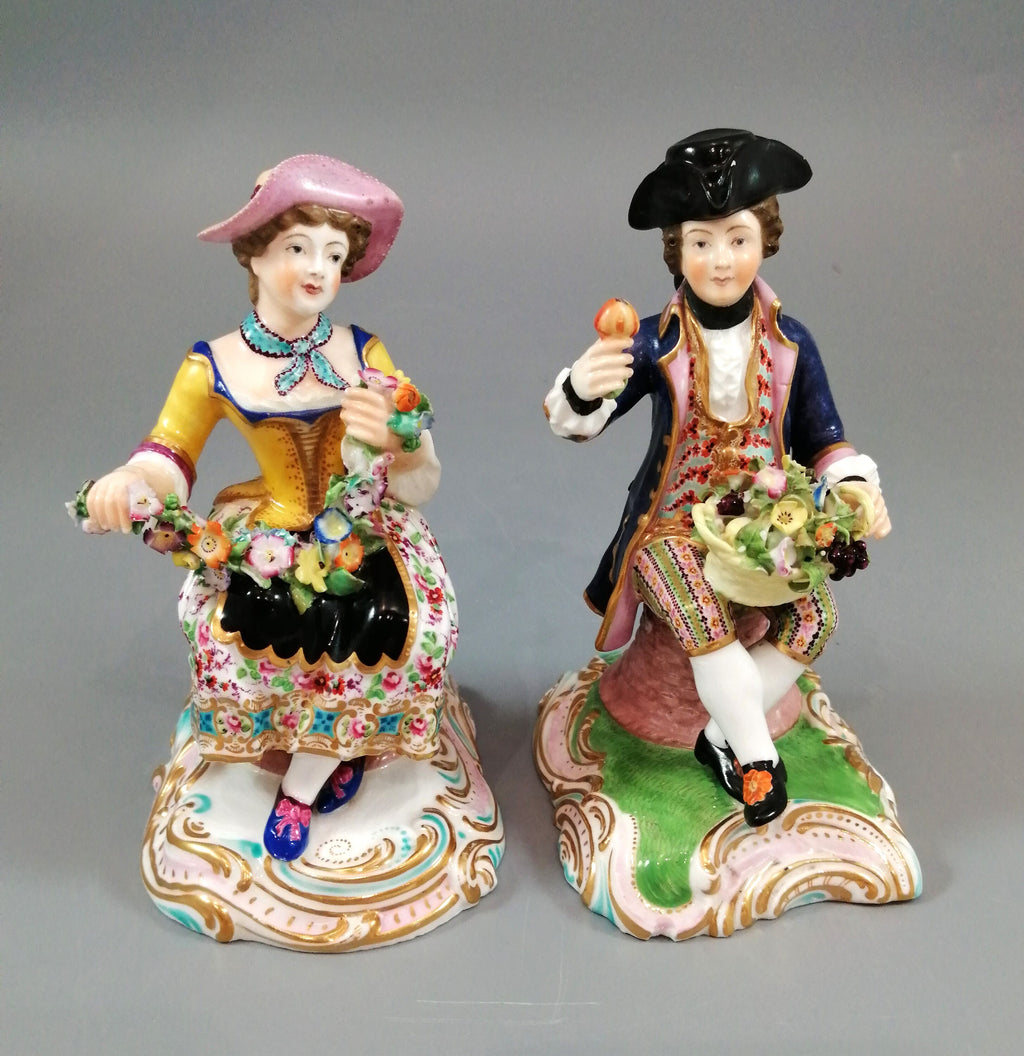 Antique Minton figurines of Gardeners with Flowers, c.1830.Very rare