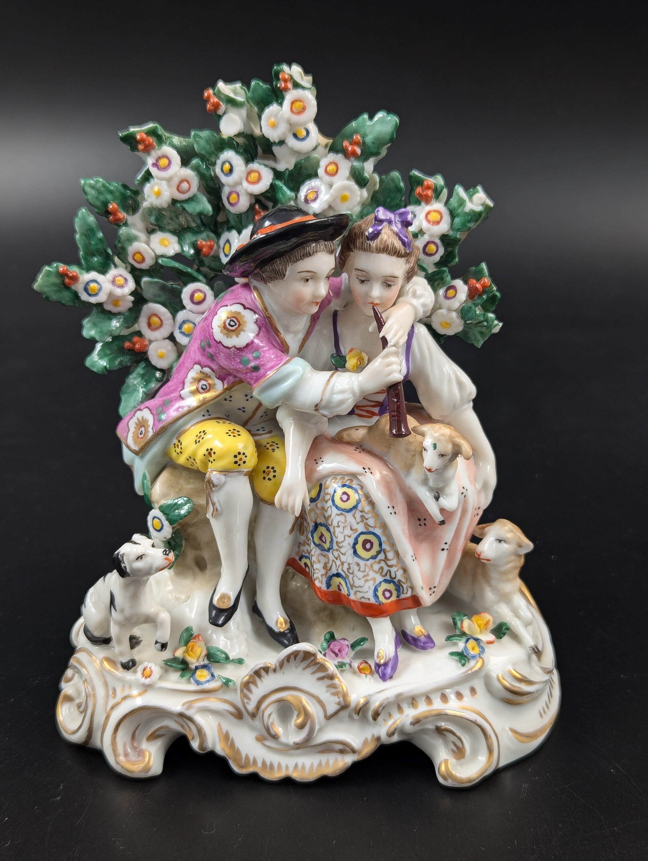 Antique Samson style Porcelain Figurine “Music lesson”, 19th century.