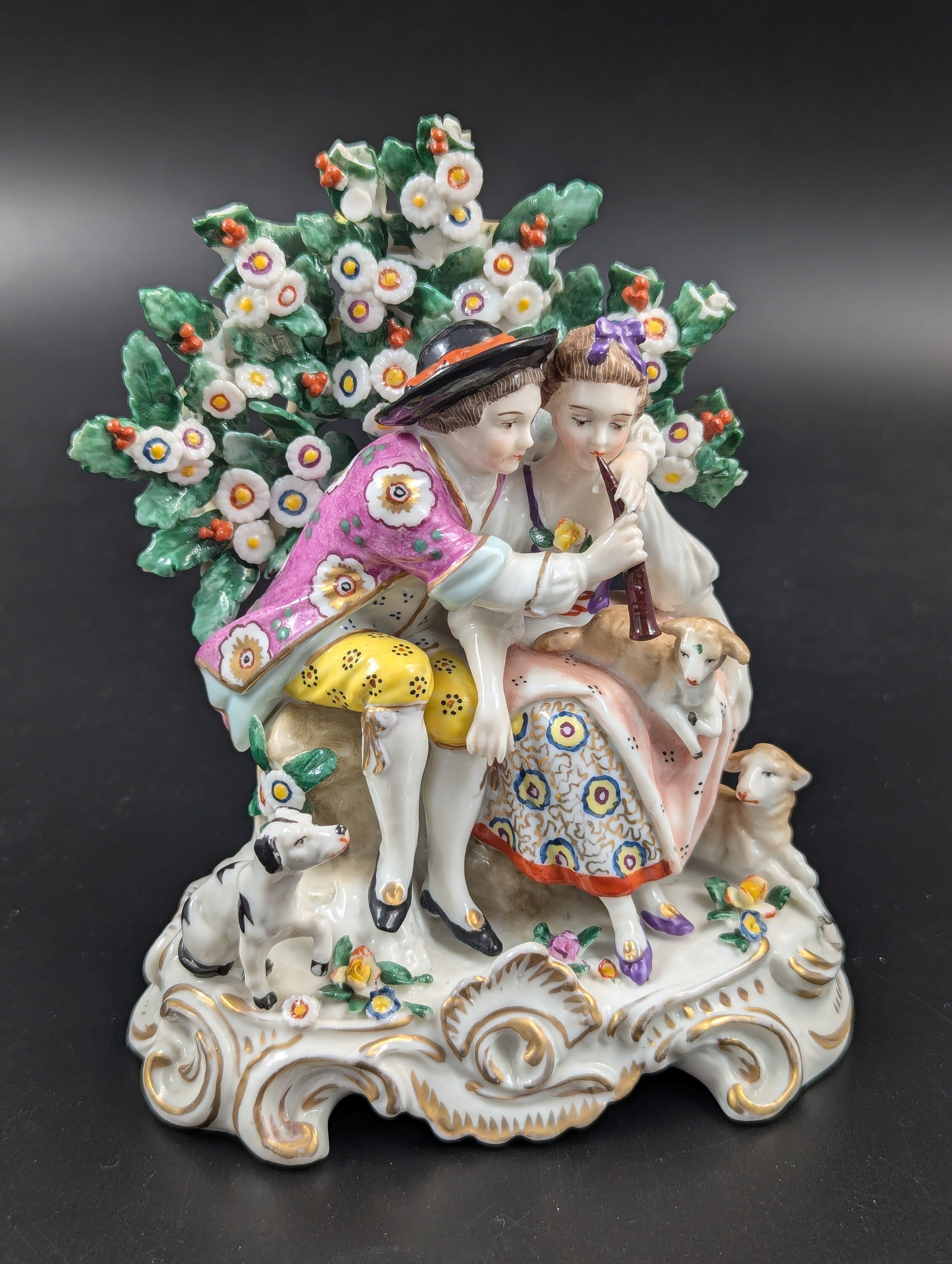 Antique Samson style Porcelain Figurine “Music lesson”, 19th century.