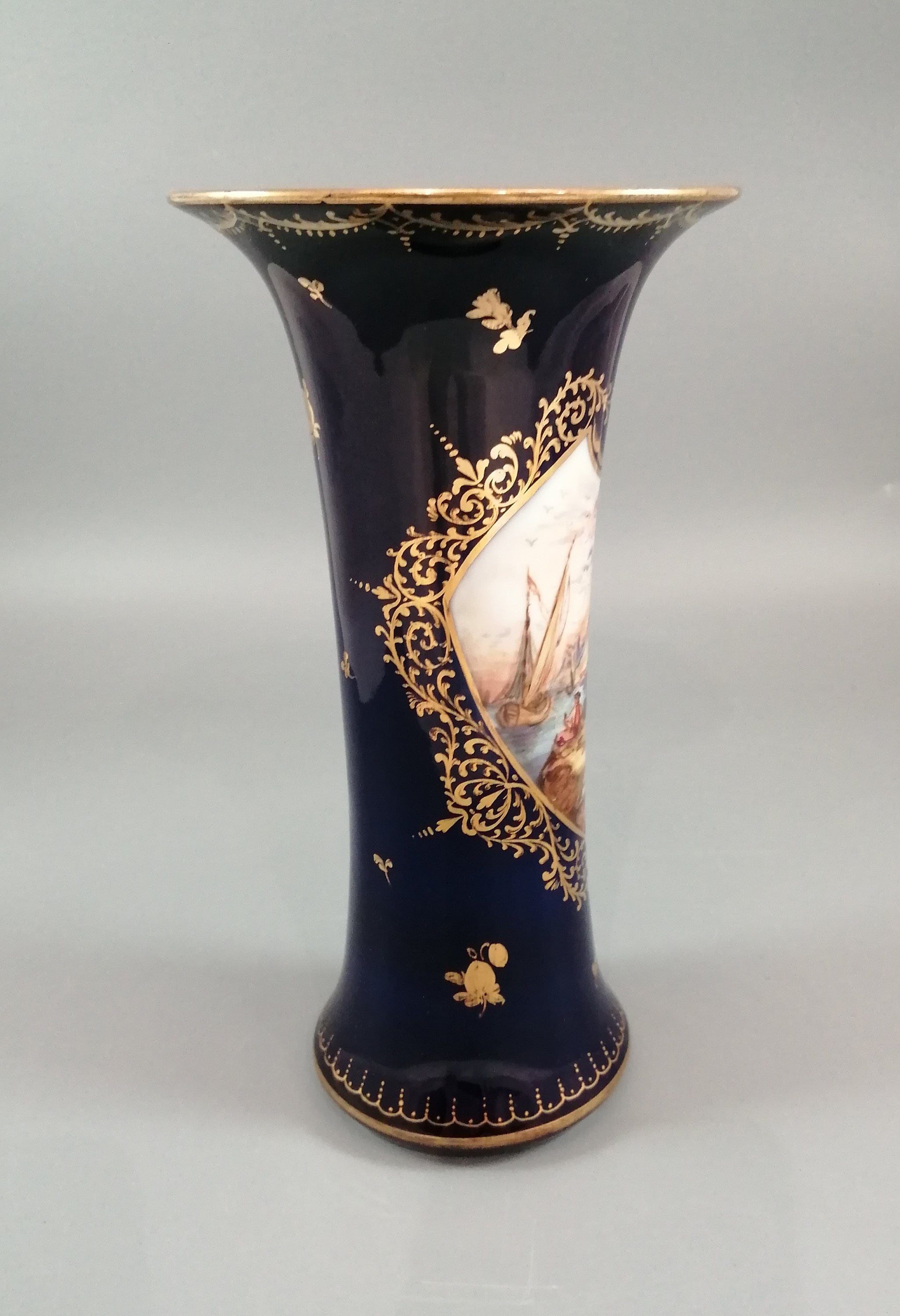 Donath & Co, Dresden, 2 cobalt vases, late 19th century