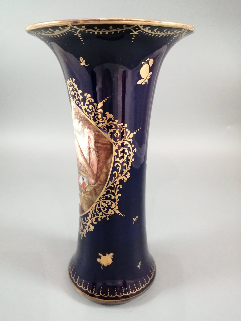 Donath & Co, Dresden, 2 cobalt vases, late 19th century