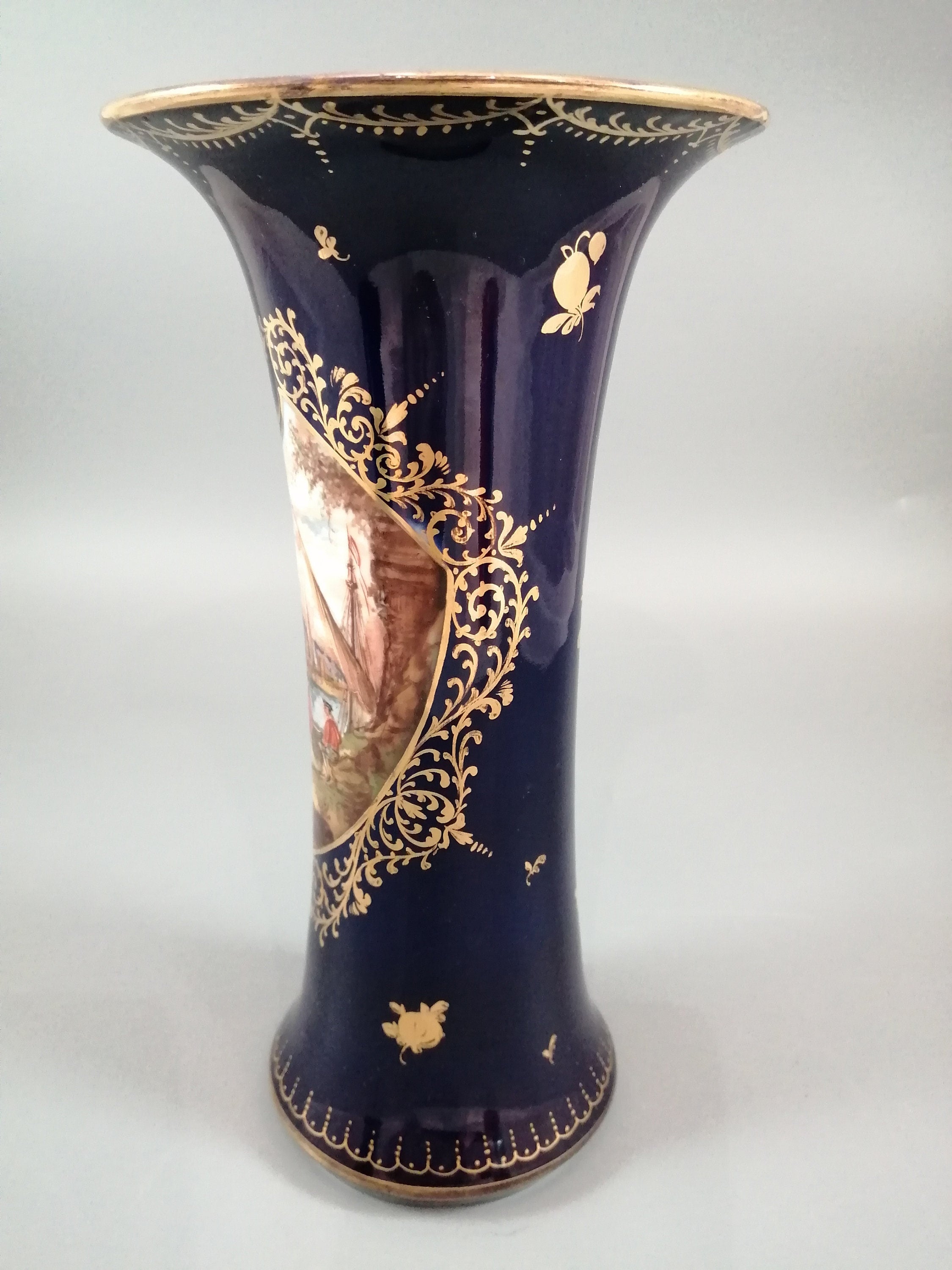 Donath & Co, Dresden, 2 cobalt vases, late 19th century