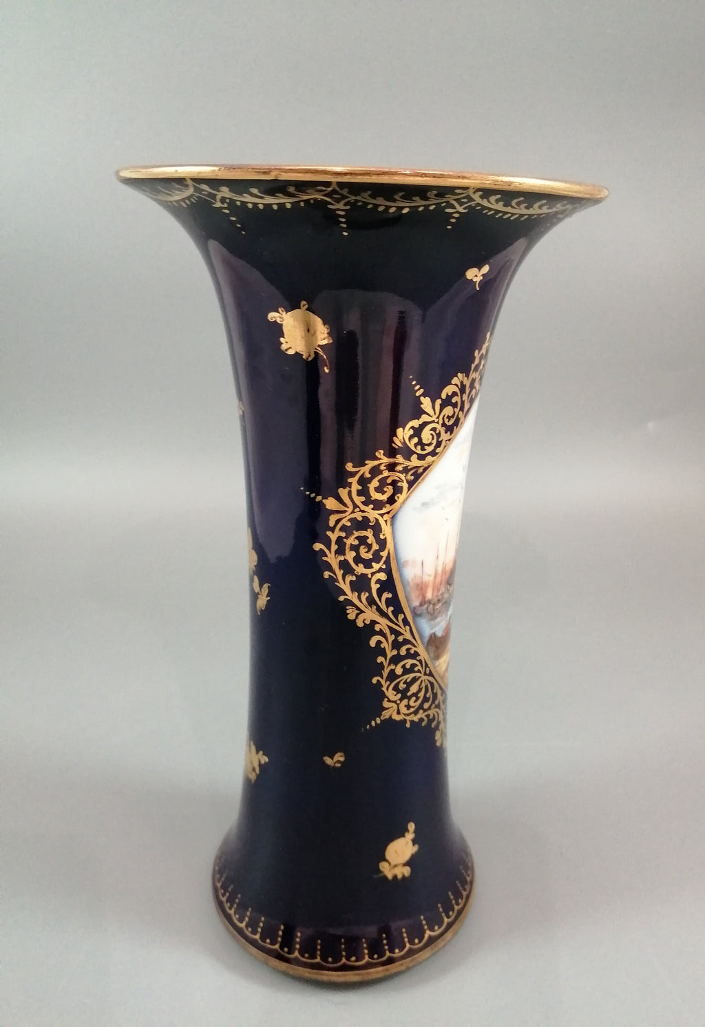 Donath & Co, Dresden, 2 cobalt vases, late 19th century