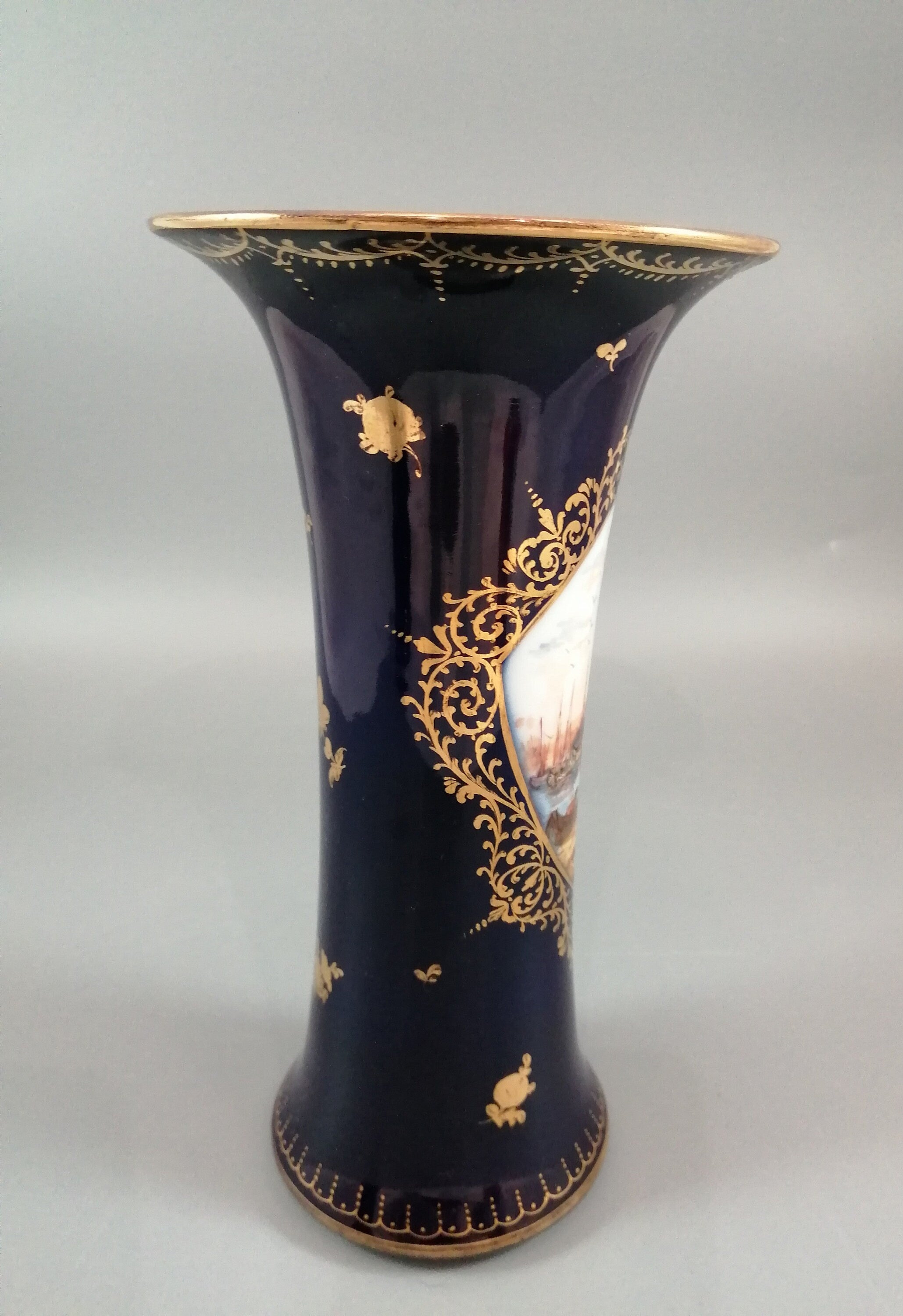 Donath & Co, Dresden, 2 cobalt vases, late 19th century