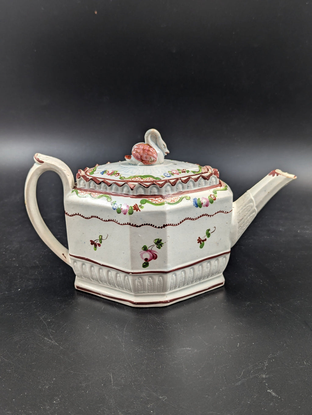 Antique octagonal Teapot by Thomas Harley, Staffordshire, c. 1805.Rare