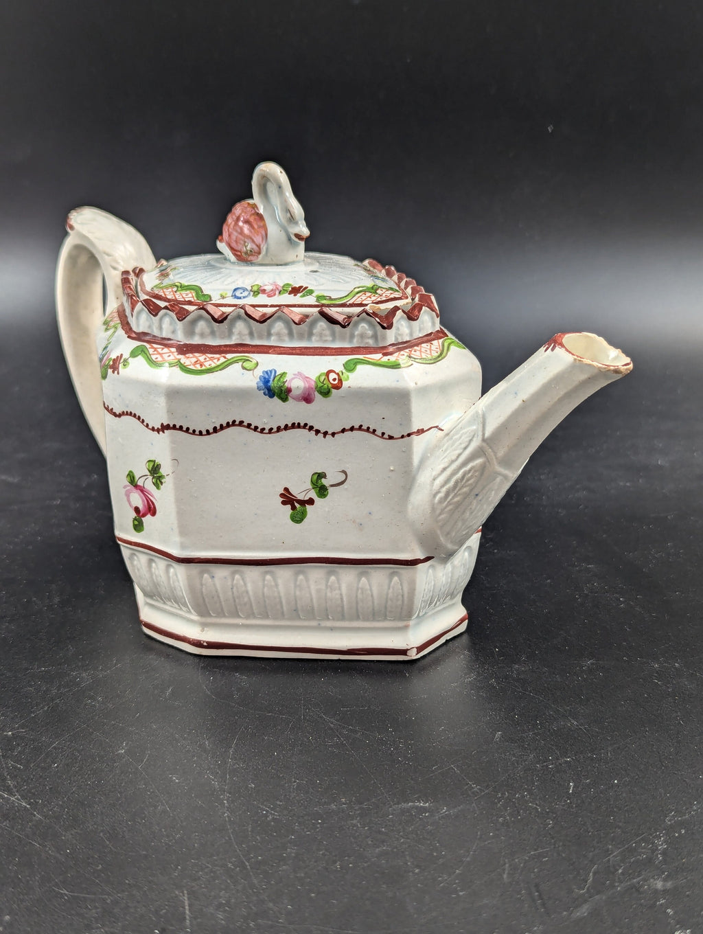 Antique octagonal Teapot by Thomas Harley, Staffordshire, c. 1805.Rare
