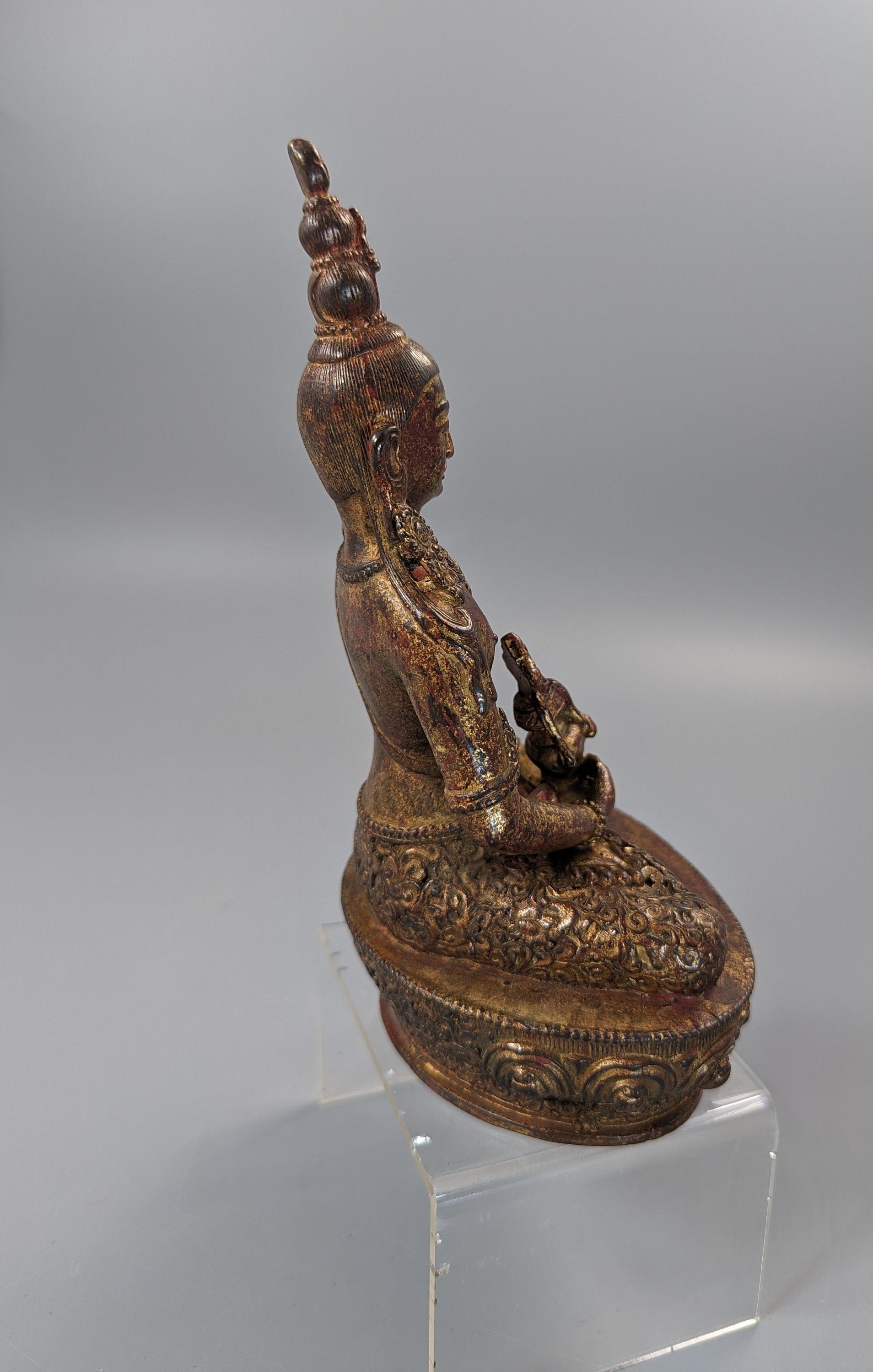 A   Gilt Bronze, Lacquered  figure of Amitayus,Tibet, 18 th.Century