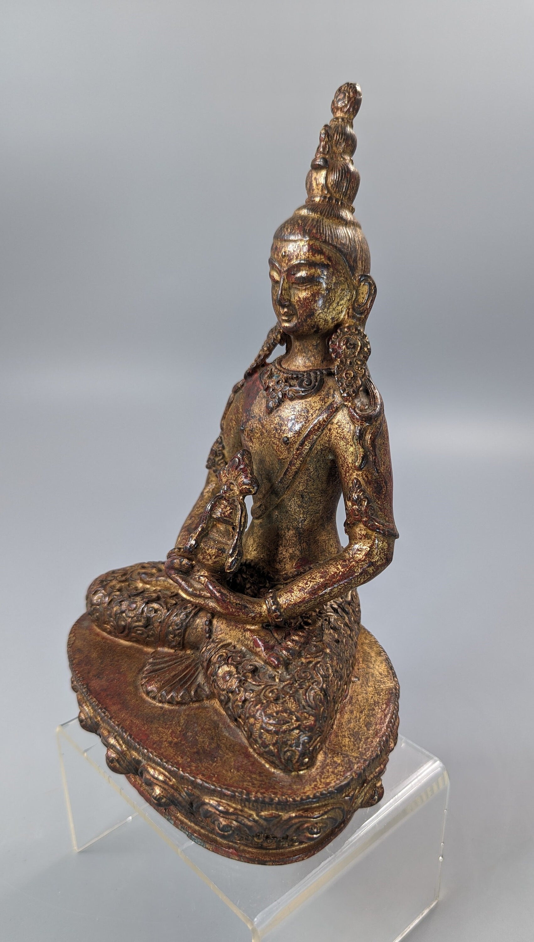 A   Gilt Bronze, Lacquered  figure of Amitayus,Tibet, 18 th.Century