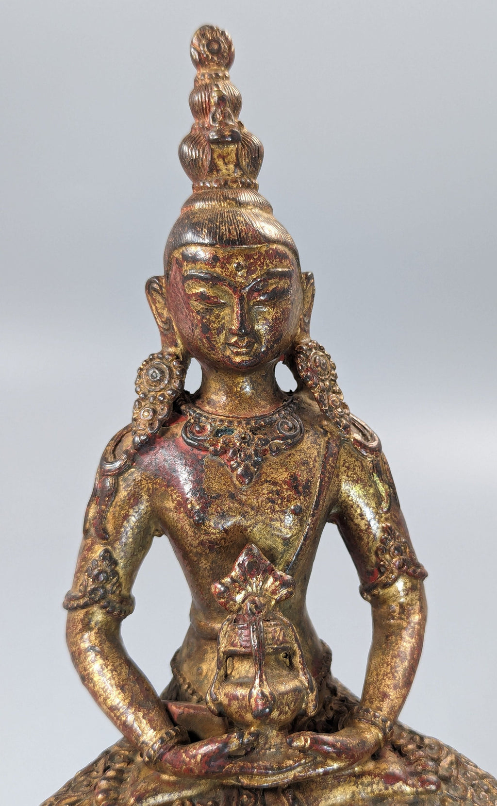 A   Gilt Bronze, Lacquered  figure of Amitayus,Tibet, 18 th.Century