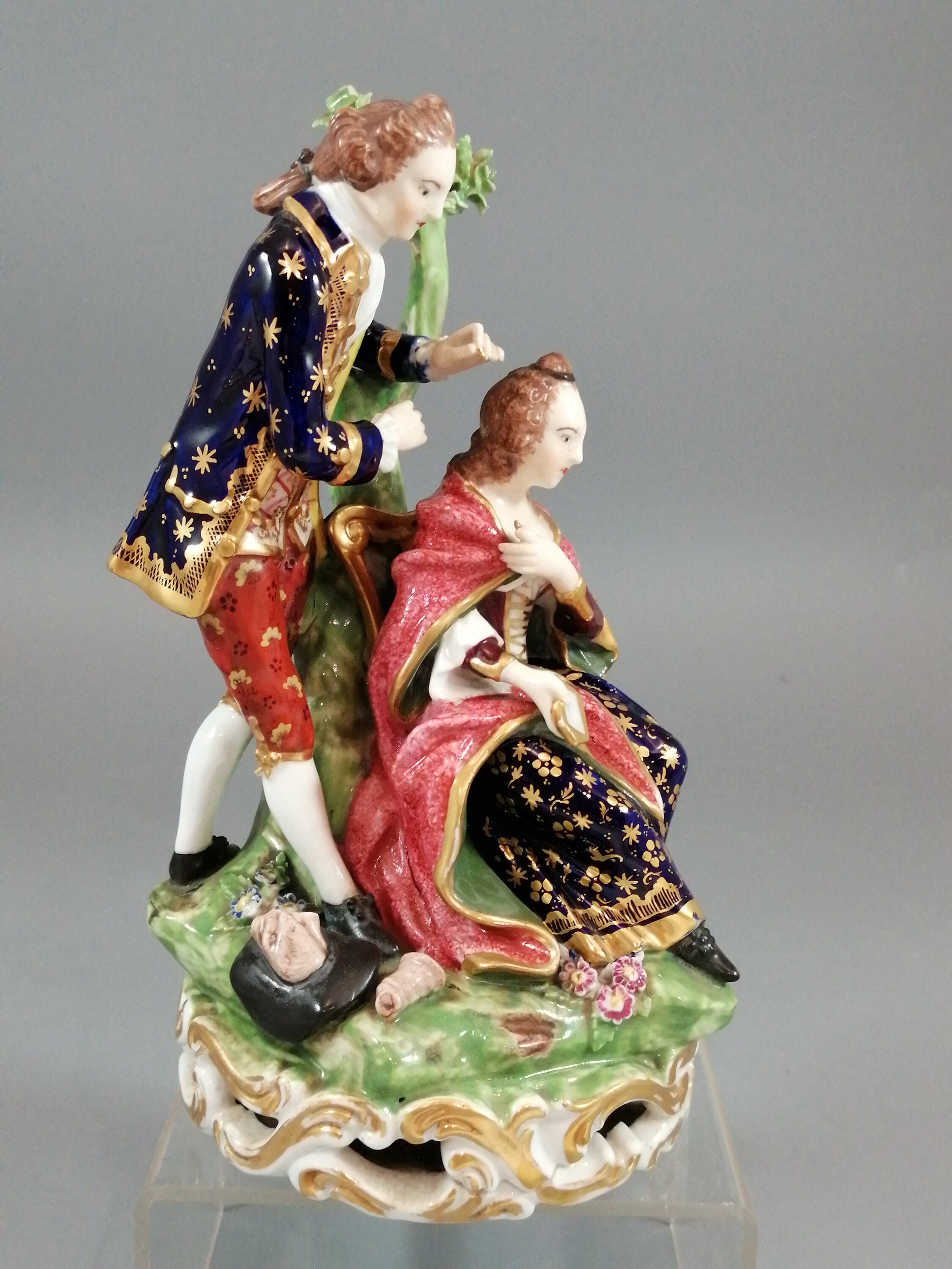 Antique Derby figurine court hairdresser, early 19th century, rare.
