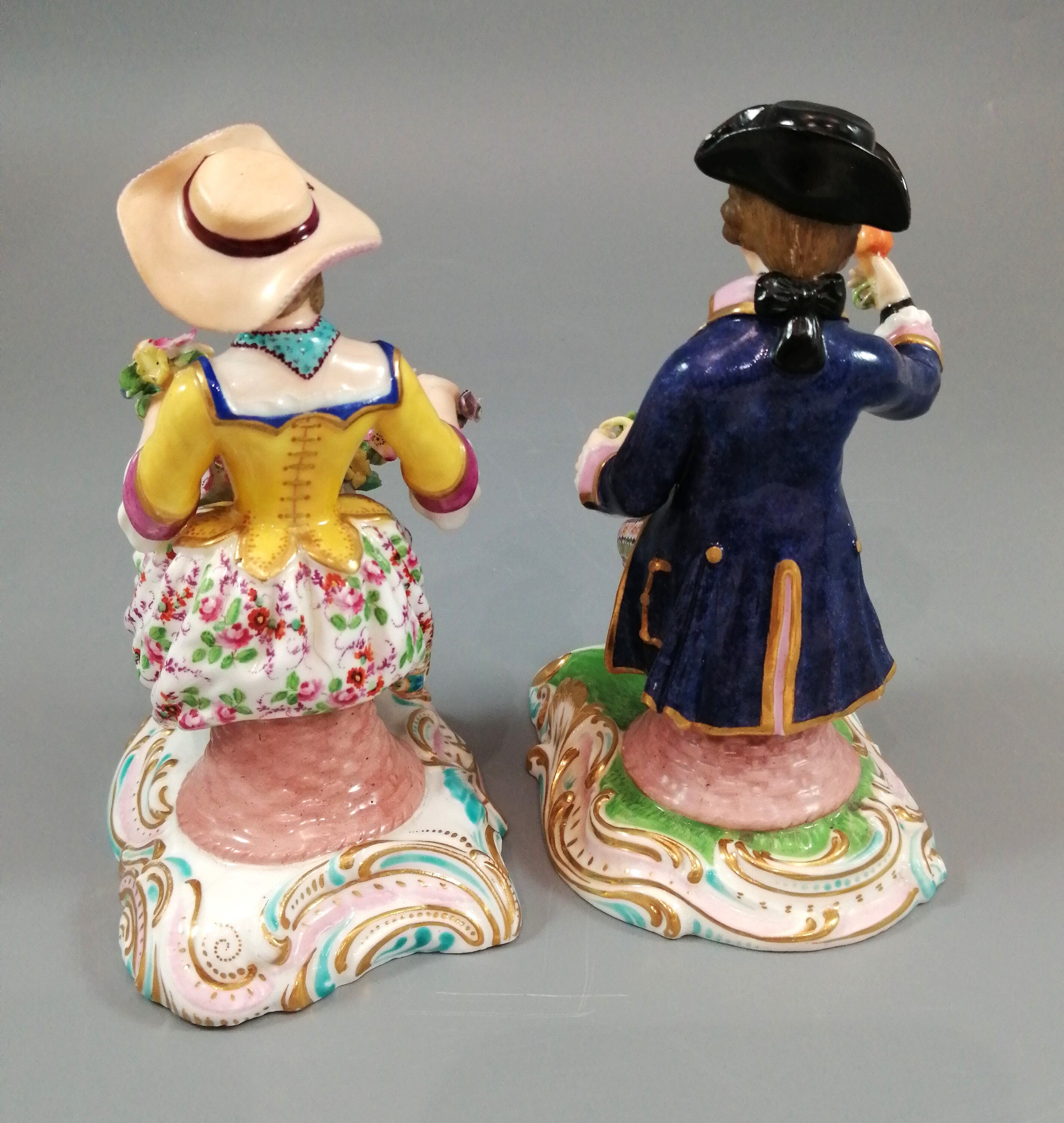 Antique Minton figurines of Gardeners with Flowers, c.1830.Very rare