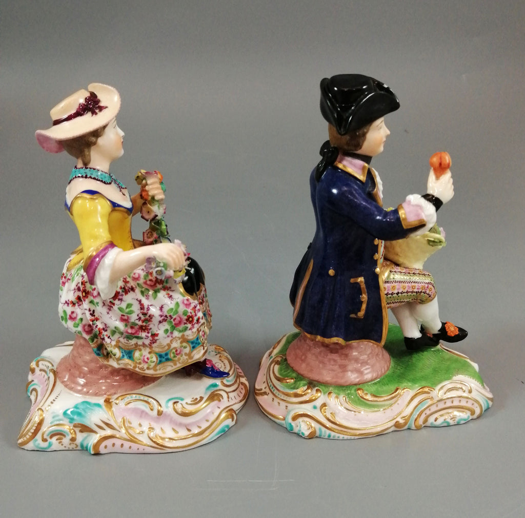 Antique Minton figurines of Gardeners with Flowers, c.1830.Very rare