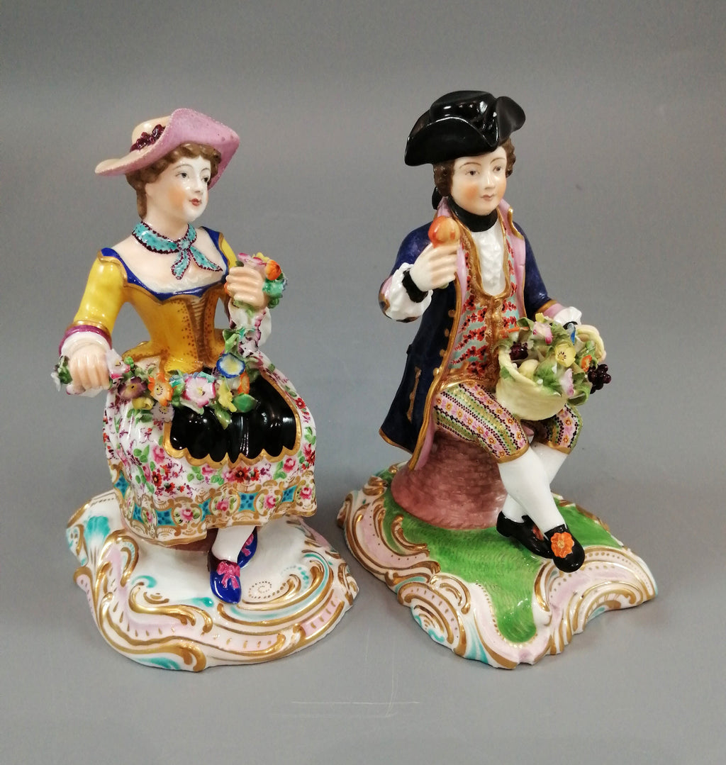 Antique Minton figurines of Gardeners with Flowers, c.1830.Very rare